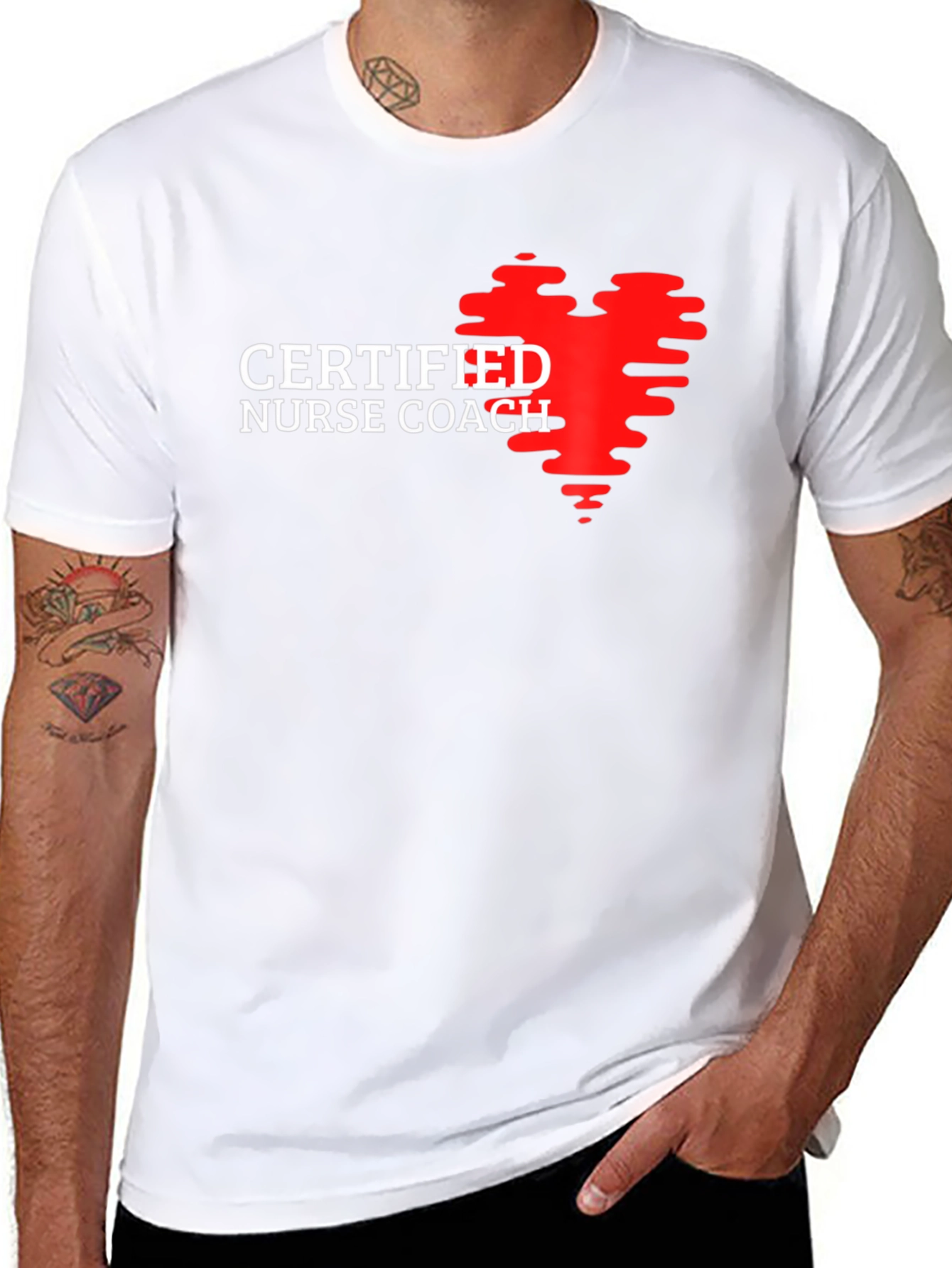 Black Certified Nurse Coach Heart T-Shirt view 8