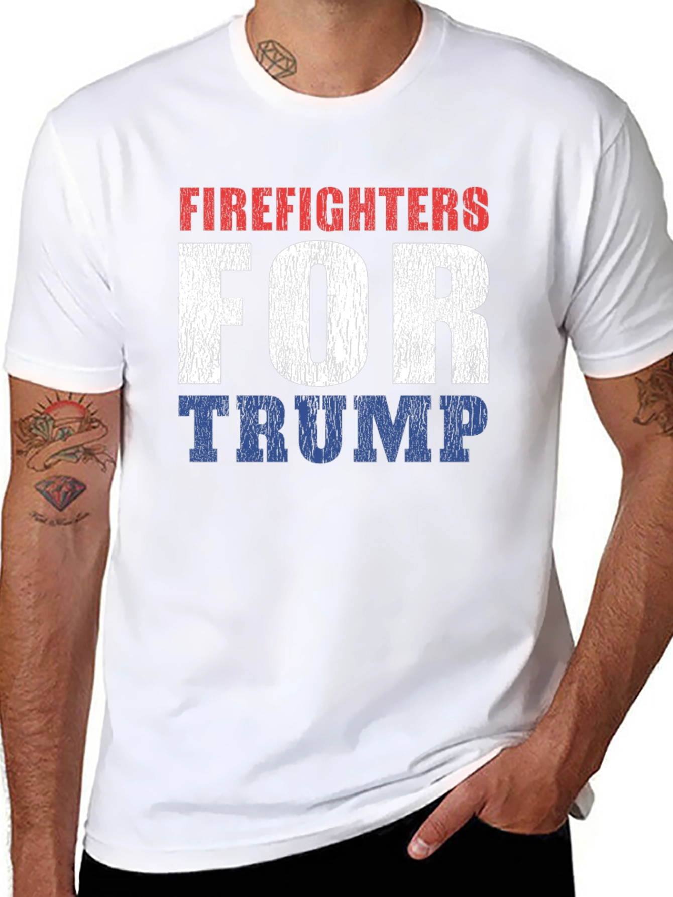 Black Firefighters for Trump Patriotic T-Shirt view 8