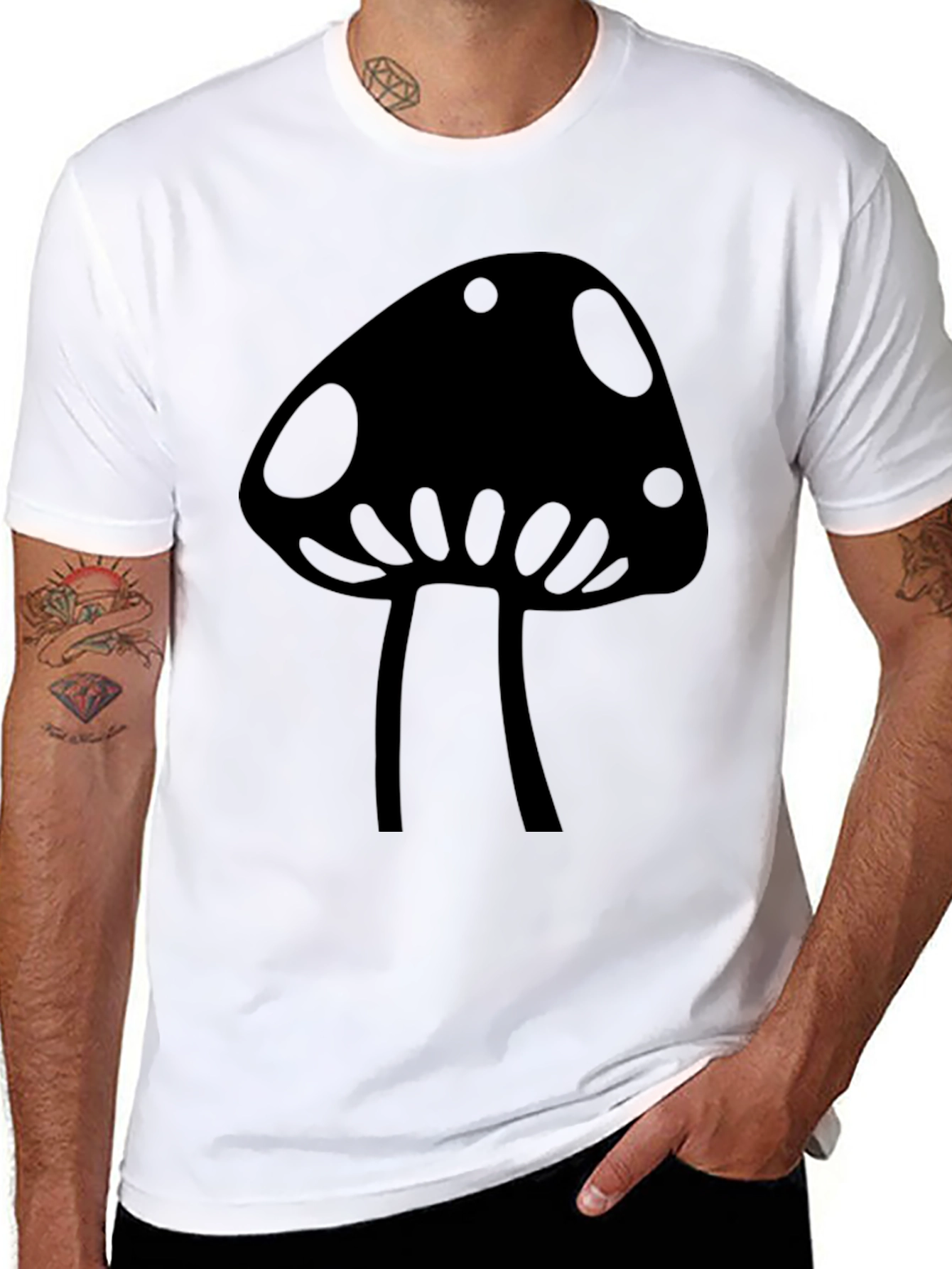 Black Mushroom Graphic Tee - Cool & Casual view 8