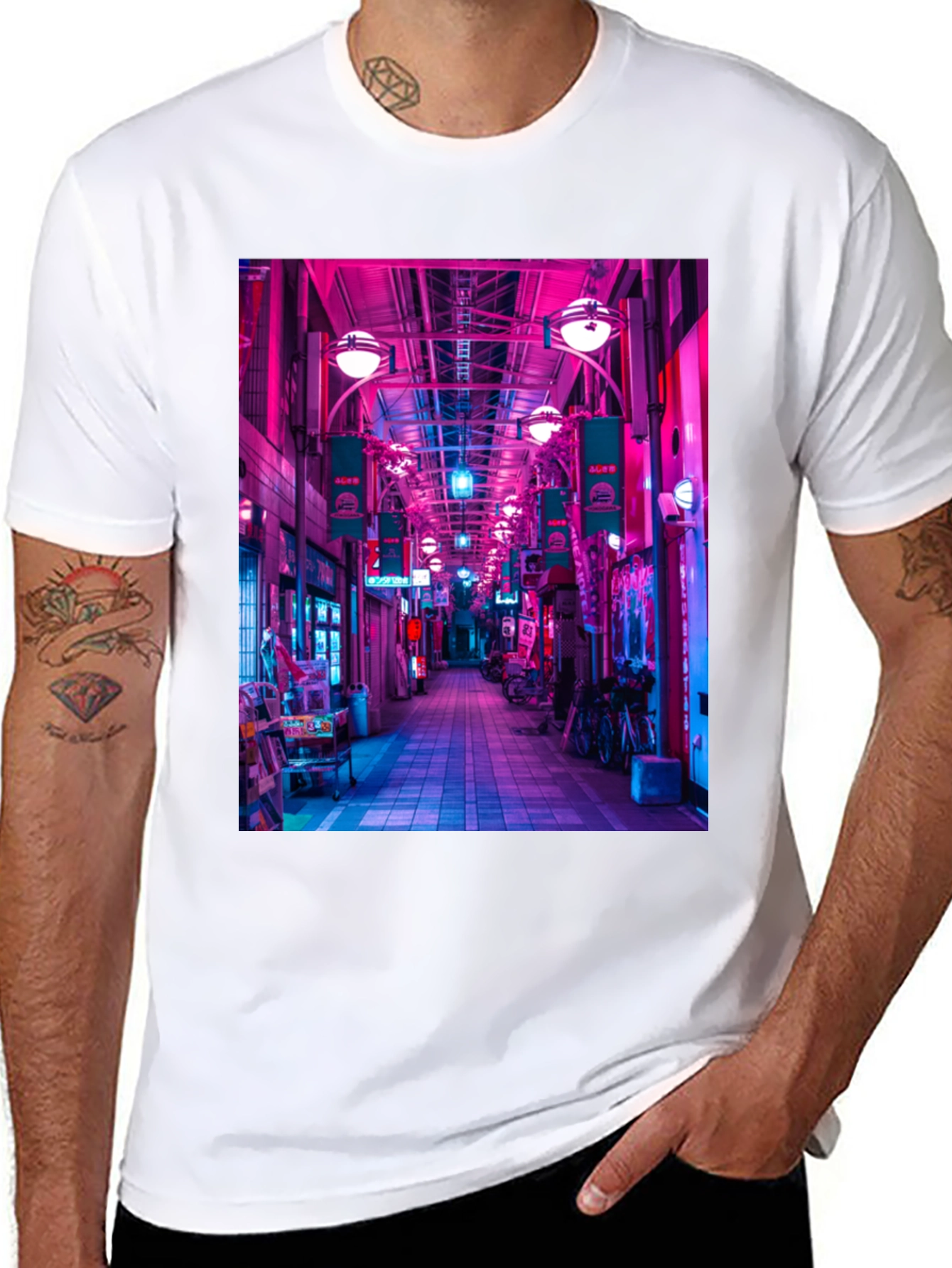 Black Neon Tokyo Streetwear T-Shirt view 8