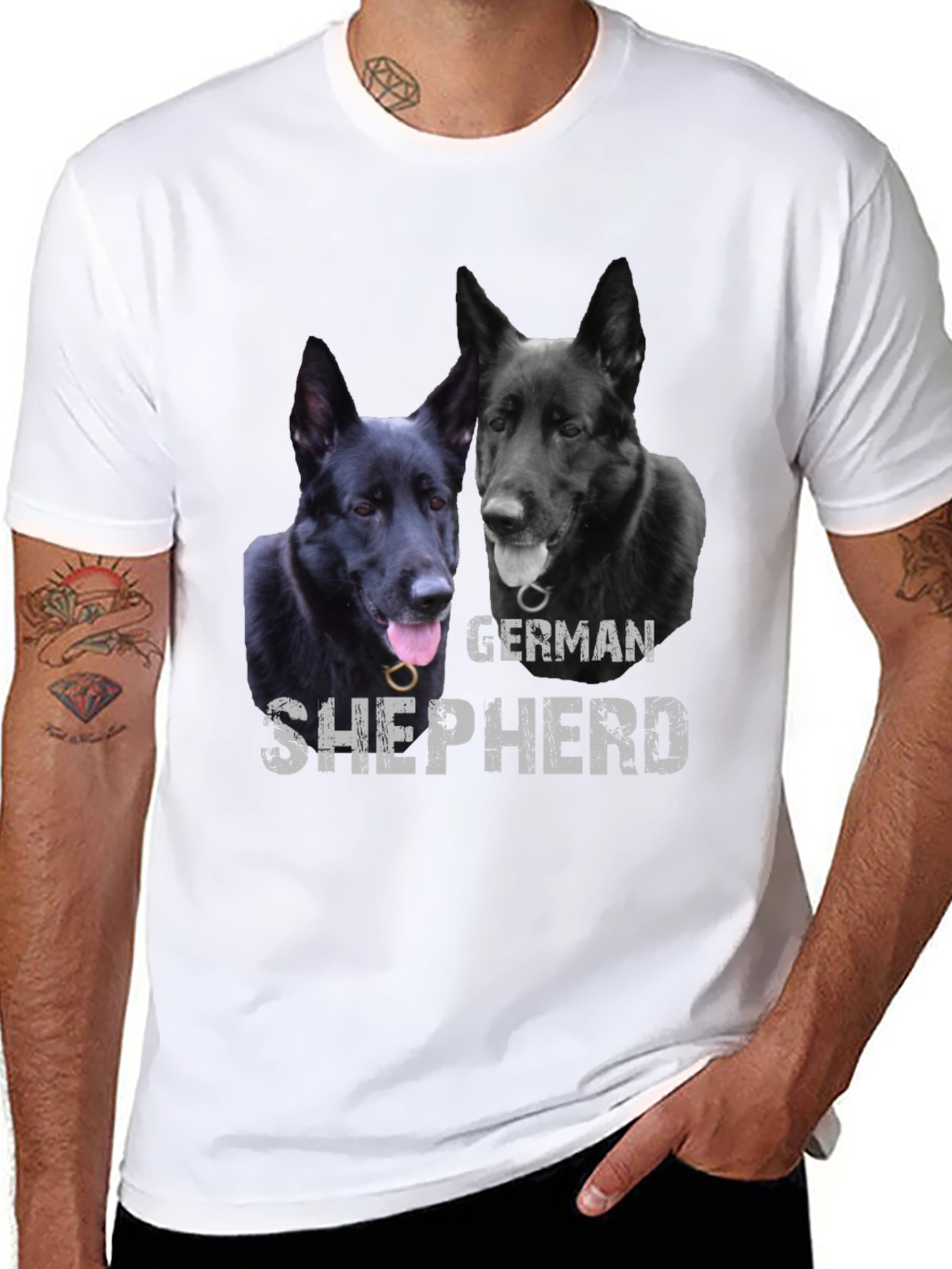 Black German Shepherd Dog Graphic Print Black T-Shirt view 8