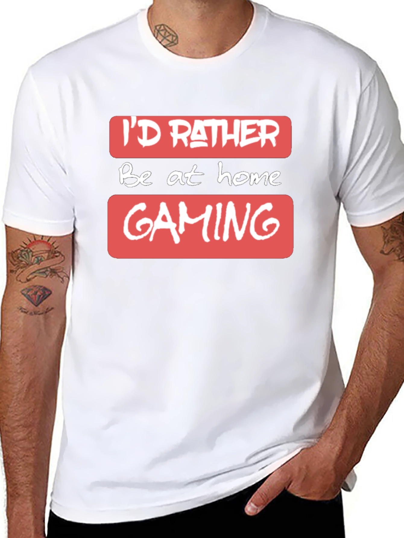 Black I'd Rather Be At Home Gaming - T-Shirt view 8