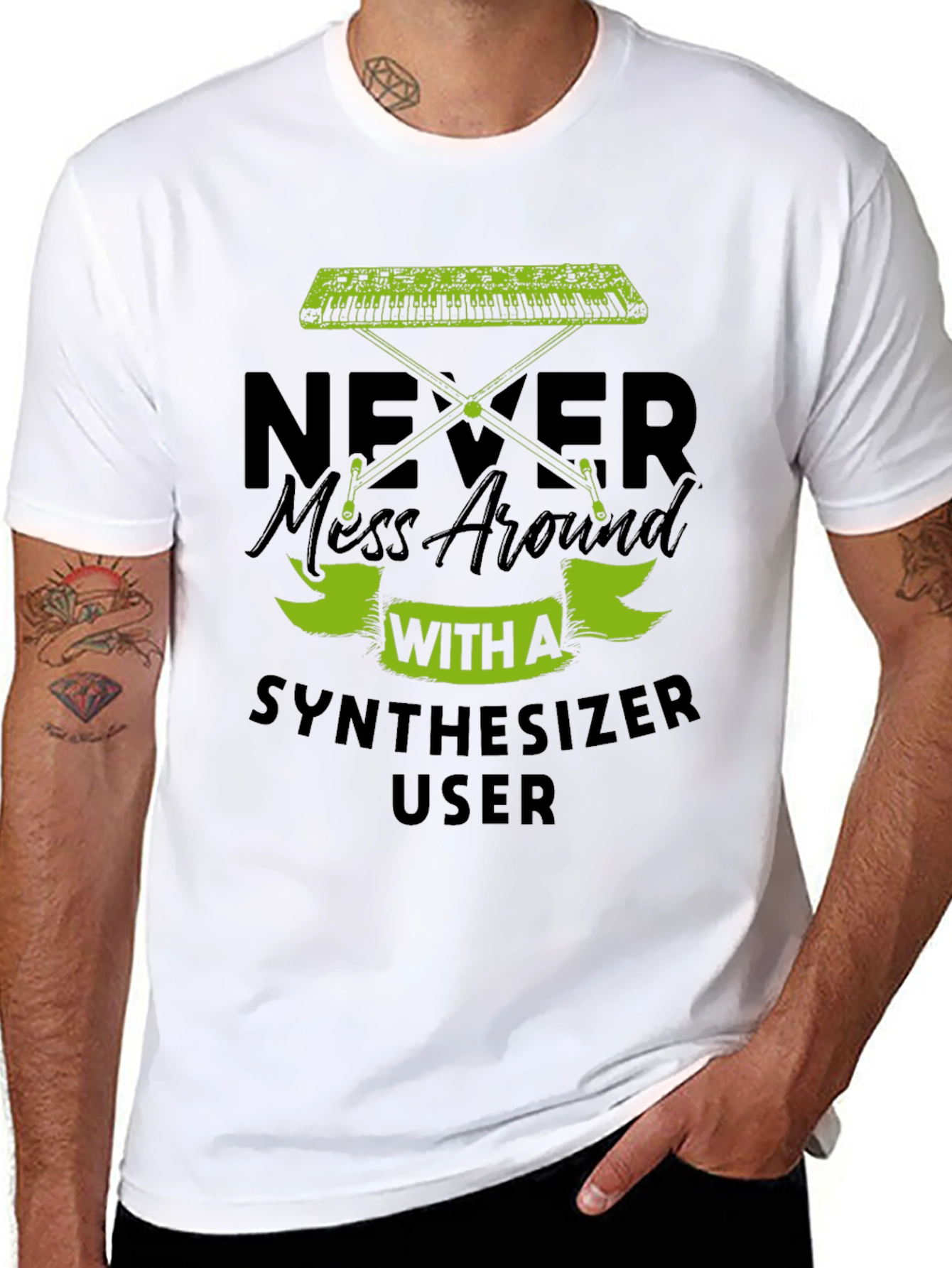 Black Never Mess With A Synthesizer User T-Shirt view 8