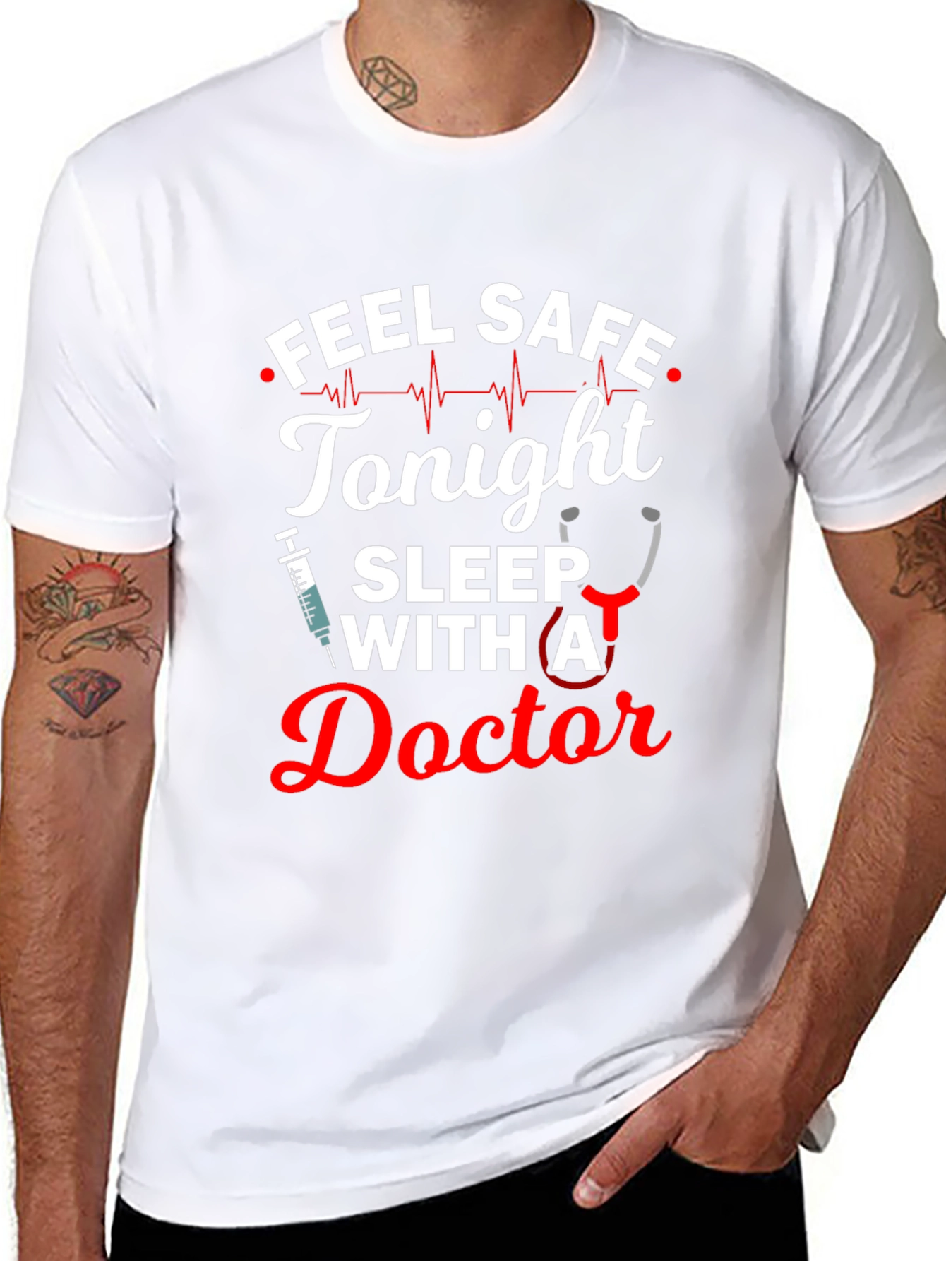 Black Feel Safe Tonight Doctor T-Shirt view 8
