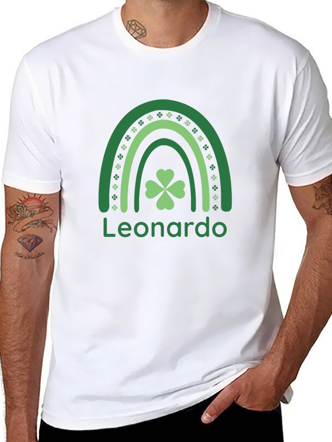 St. Patrick's Day Personalized Shamrock Rainbow T-Shirt - 8