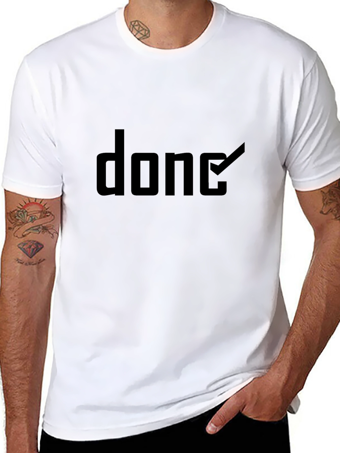 Black Black 'Done' Graphic Tee - Soft Cotton Blend view 8