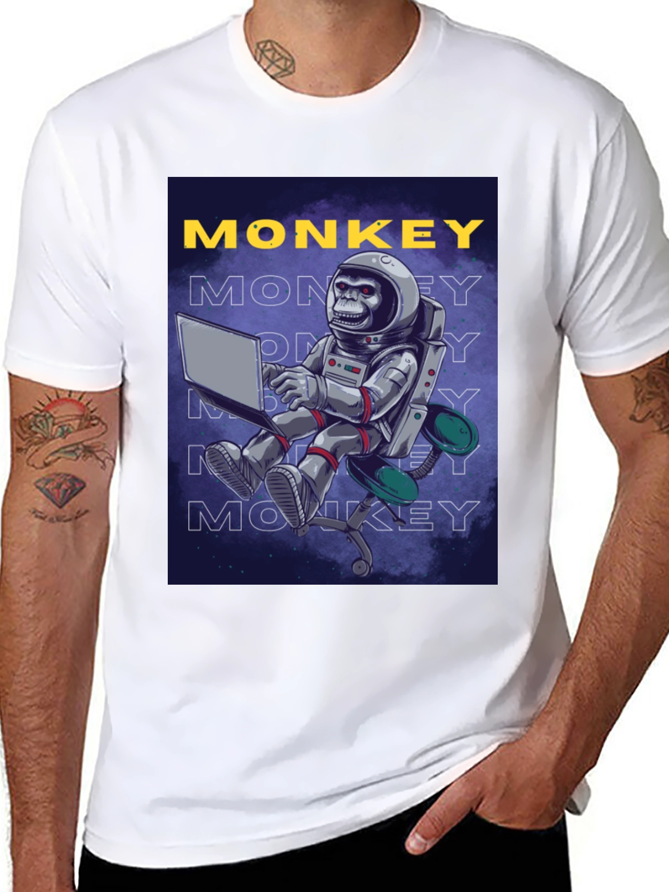 Black Monkey Astronaut Graphic Tee - Novelty Design view 8