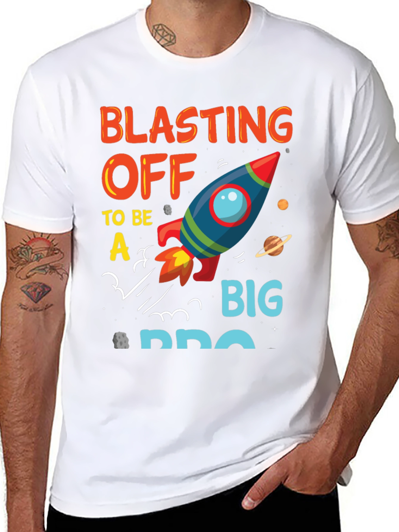 Black Blasting Off to Be a Big Bro T-Shirt view 8