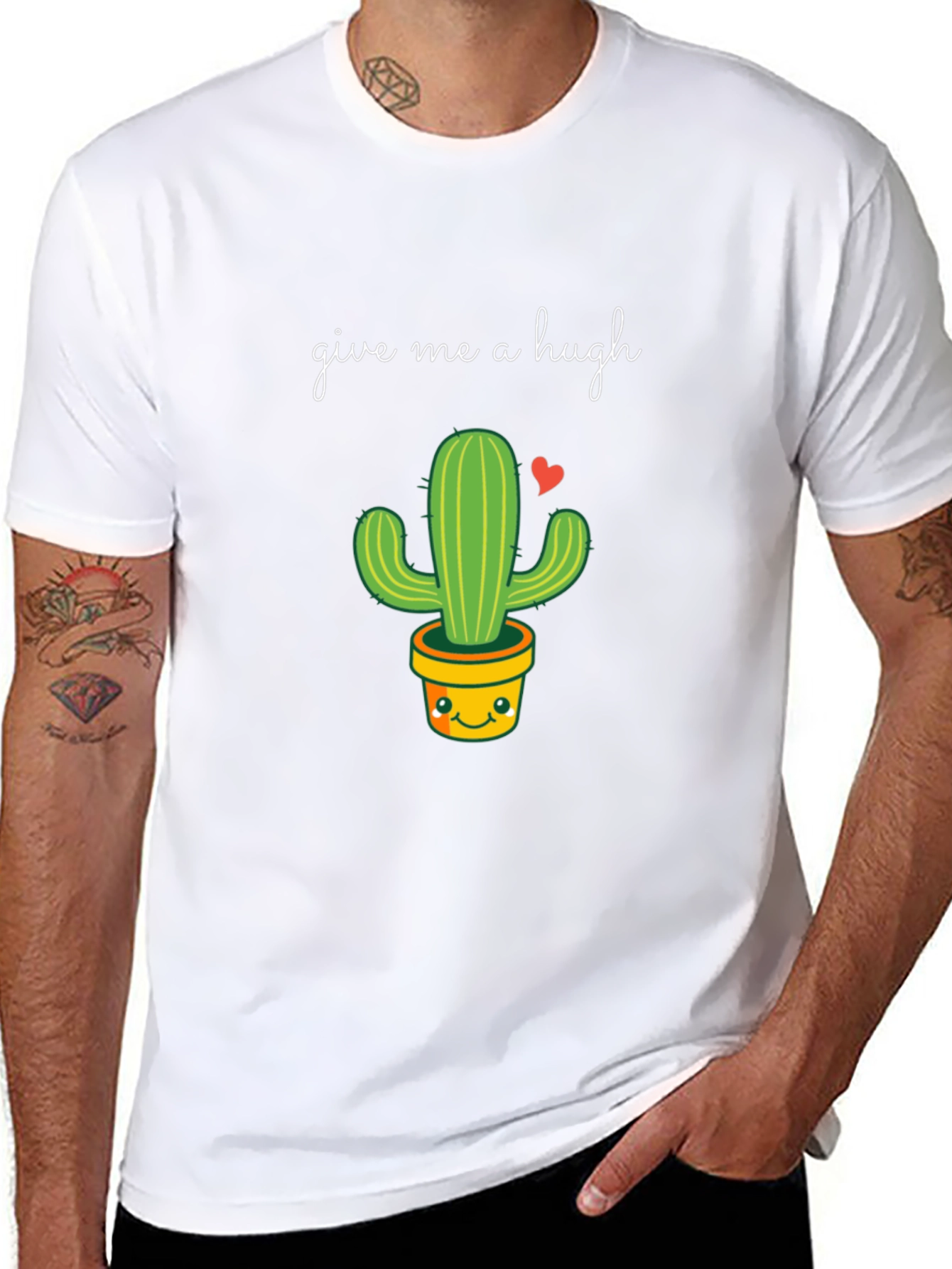 Black Give Me a Hugh Cactus T-Shirt view 8