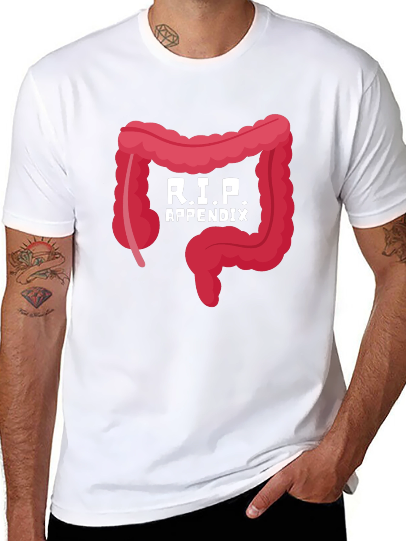 Black R.I.P. Appendix Funny Graphic T-Shirt view 8