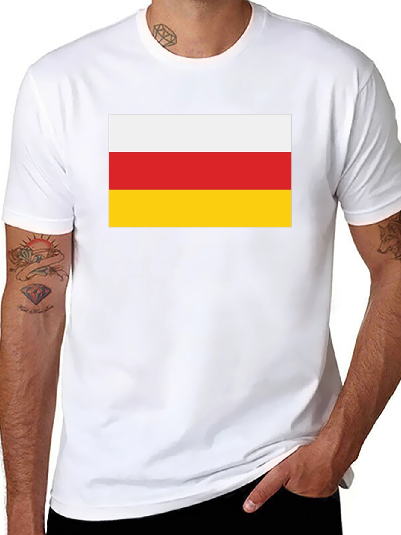 South Ossetia Flag T-Shirt - Black Crew Neck Tee - 8