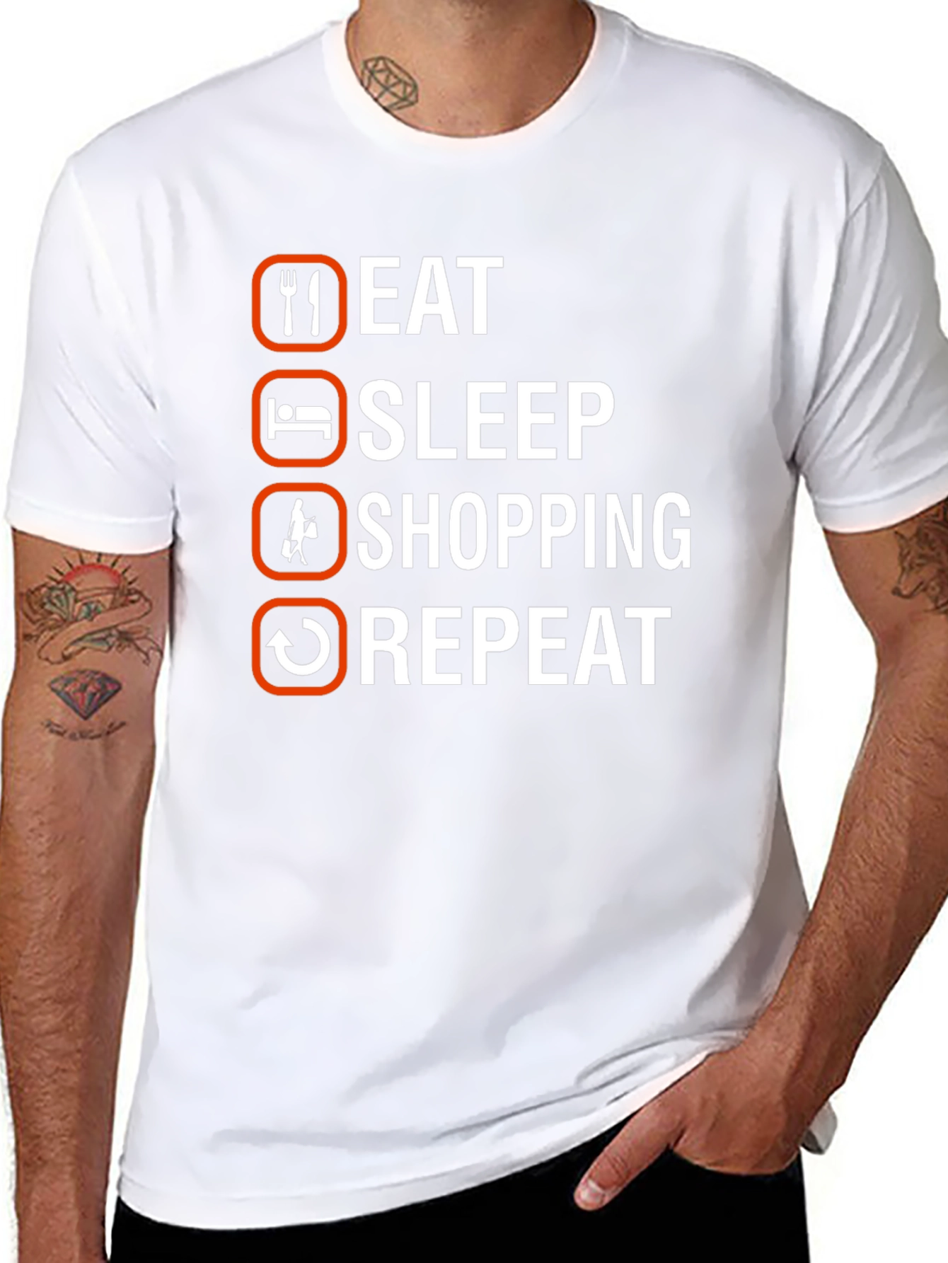 Black Eat Sleep Shopping Repeat T-Shirt view 8