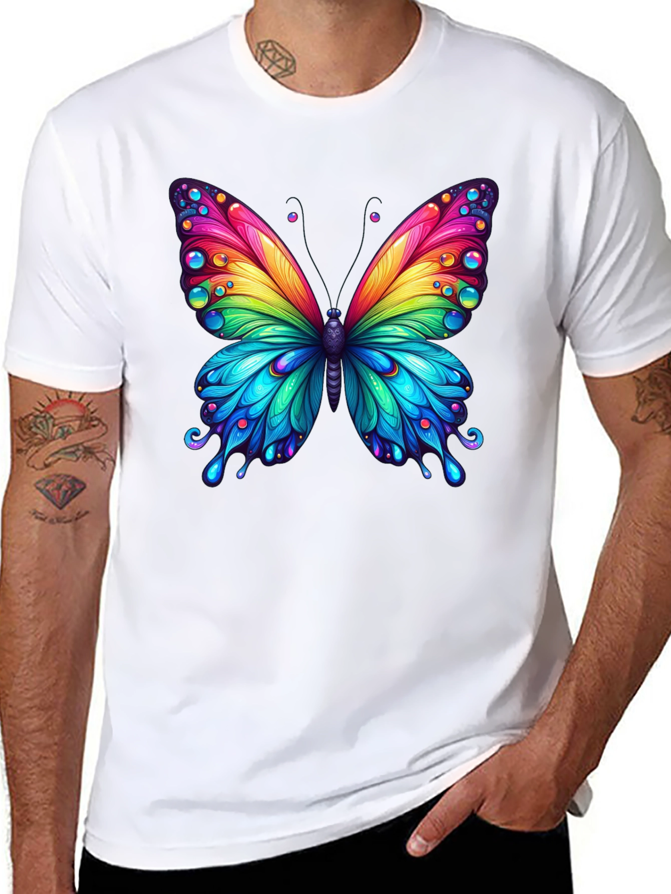 Black Rainbow Butterfly Graphic Tee view 8