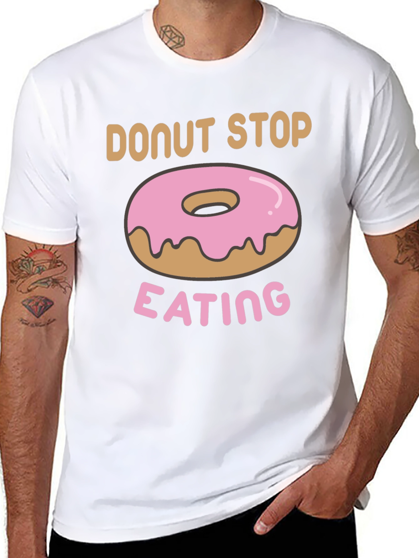 Black Donut Stop Eating Graphic T-Shirt view 8
