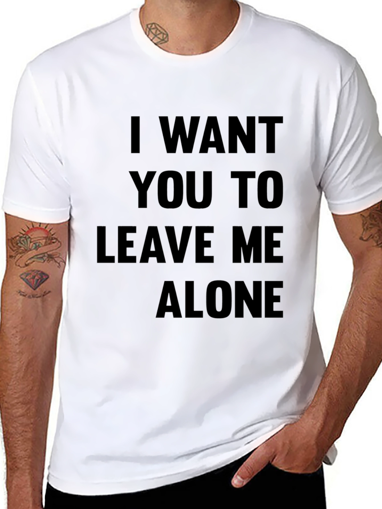 Black Leave Me Alone Slogan Tee - Black T-Shirt view 8