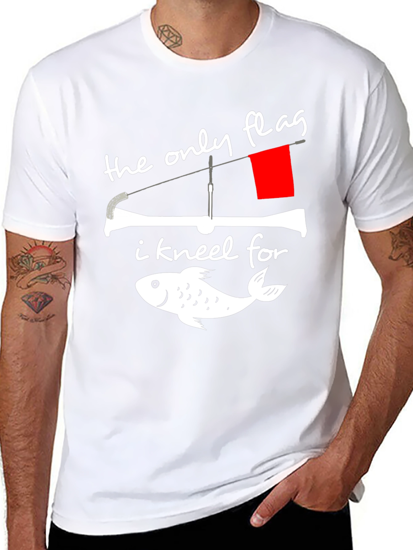 Black Fishing Flag Graphic Tee - The Only Flag I Kneel For view 8