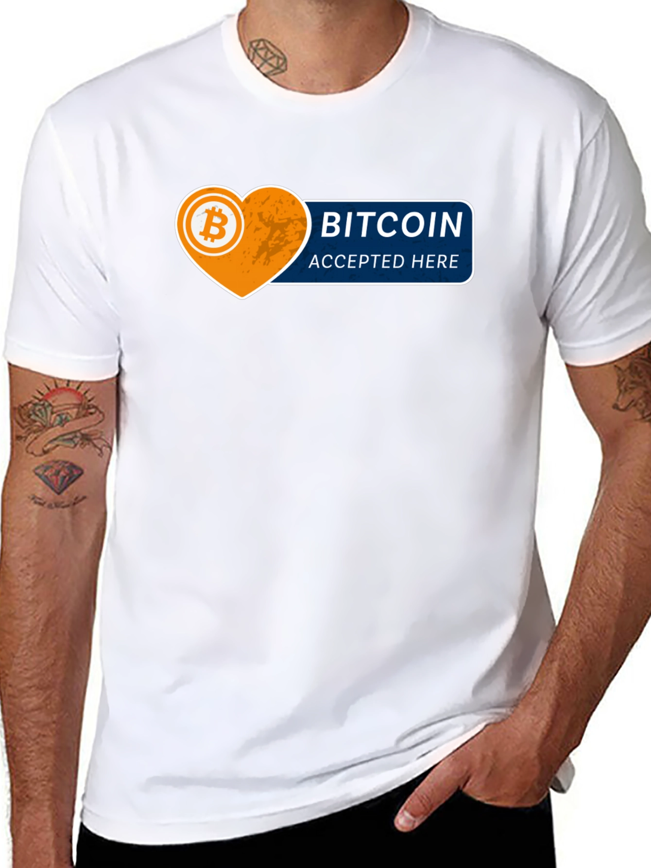 Black Bitcoin Accepted Here Graphic Tee - Black Cotton T-Shirt view 8