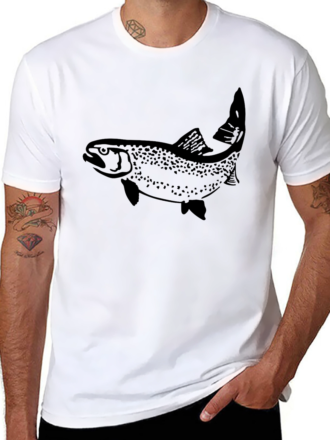 Black Black Trout Graphic T-Shirt - Casual Fishing Tee view 8
