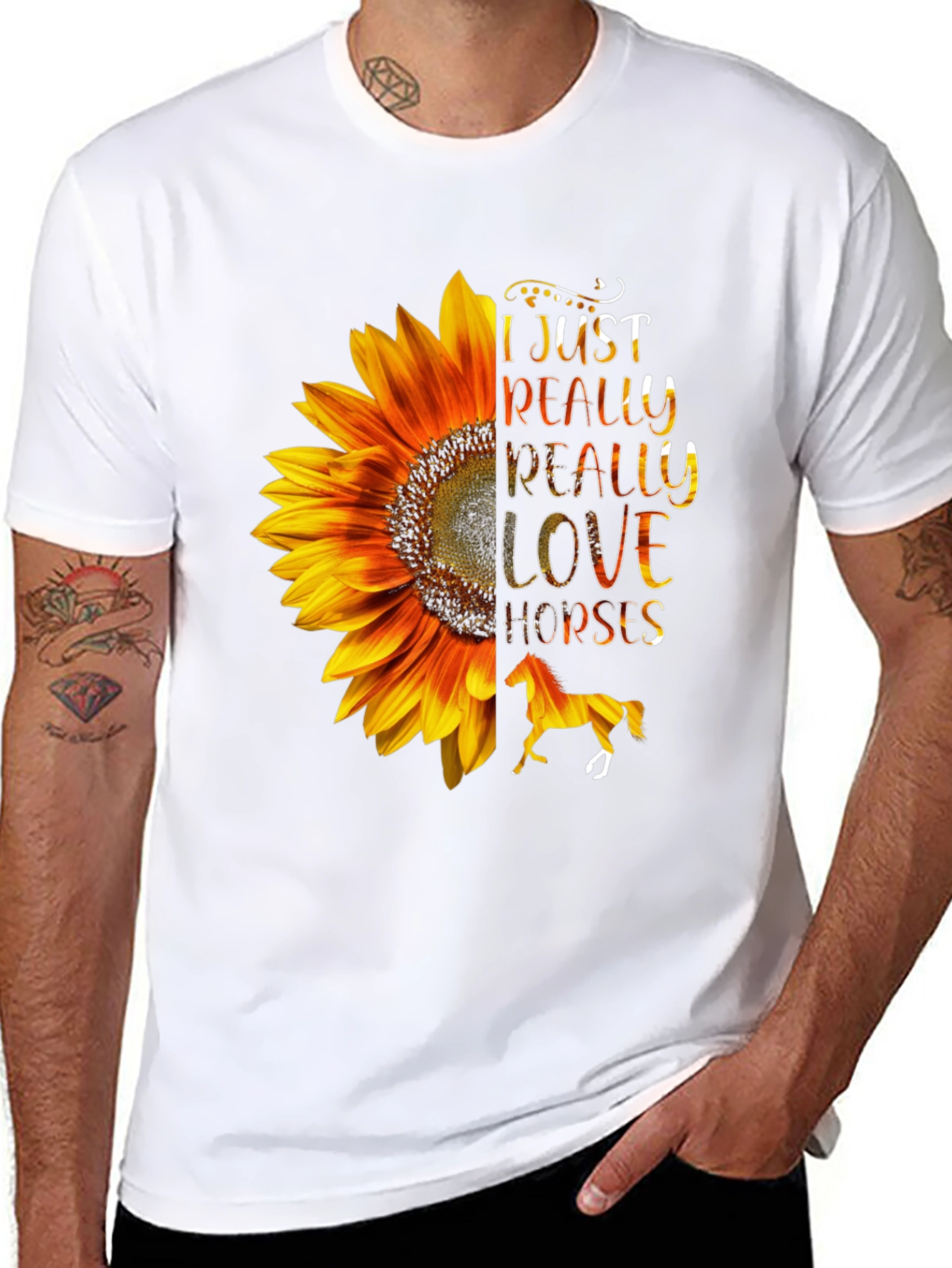 Black Sunflower Horse Lover T-Shirt - Soft & Stylish view 8