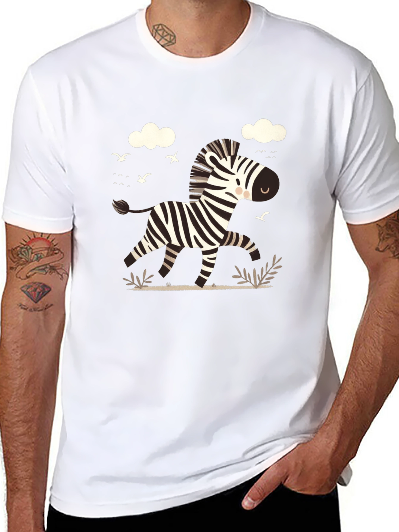 Black Zebra Graphic Tee - Black Cotton Blend view 8