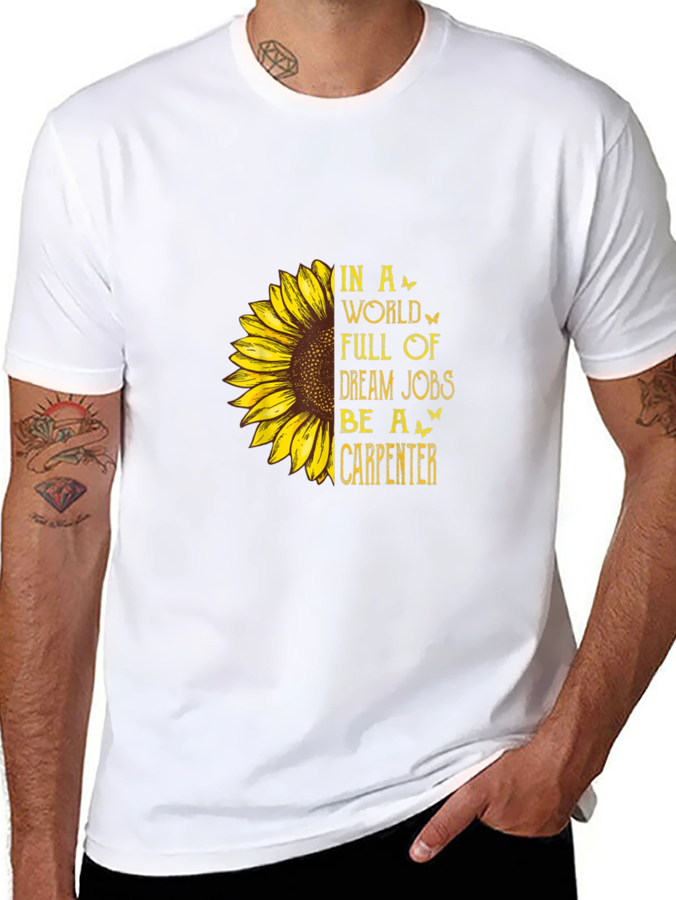 Black Carpenter Sunflower Graphic Tee - Black Cotton Blend view 8