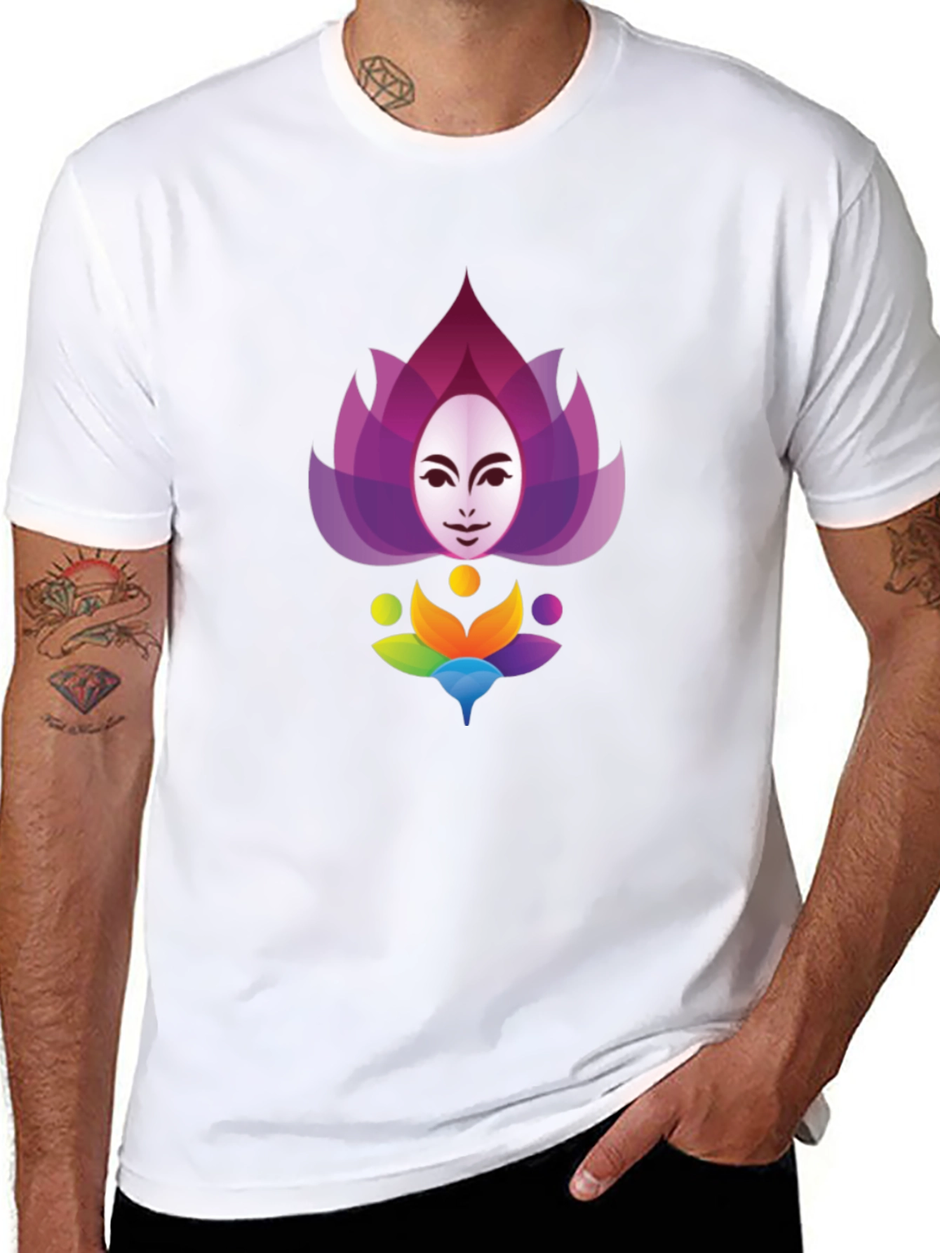 Black Lotus Face Graphic T-Shirt - Stylish Cotton Blend view 8