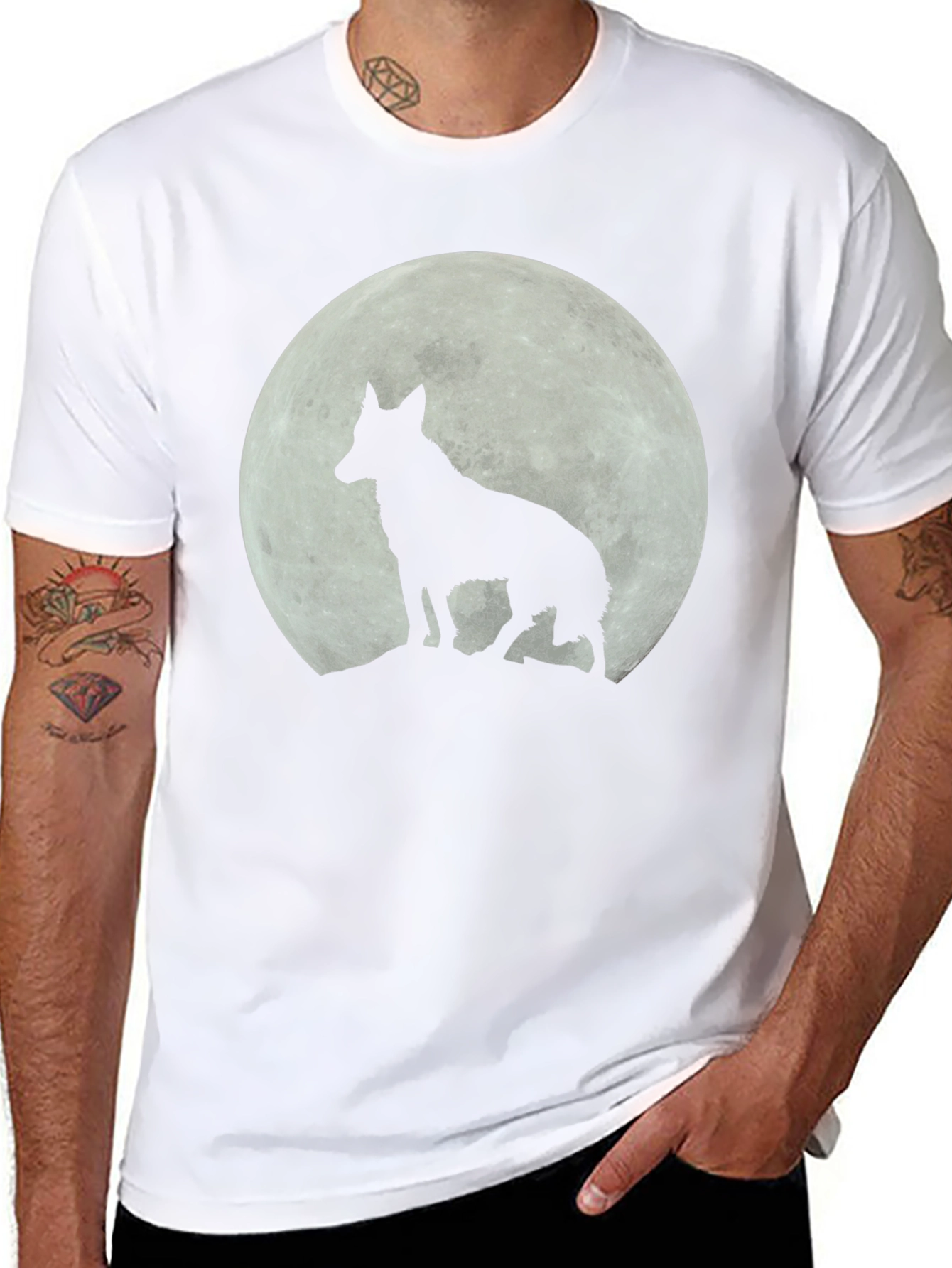 Black Wolf Moon Graphic T-Shirt - Black view 8