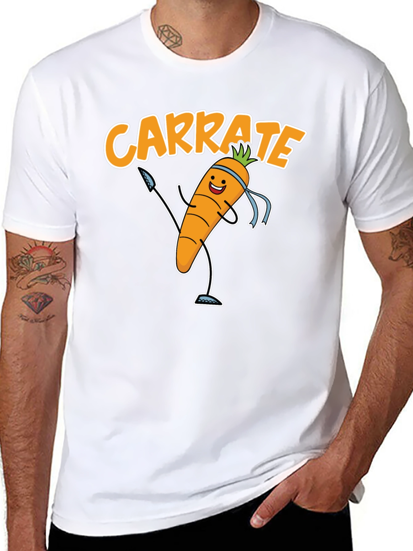 Black Carrate T-Shirt - Funny Carrot Karate Tee view 8