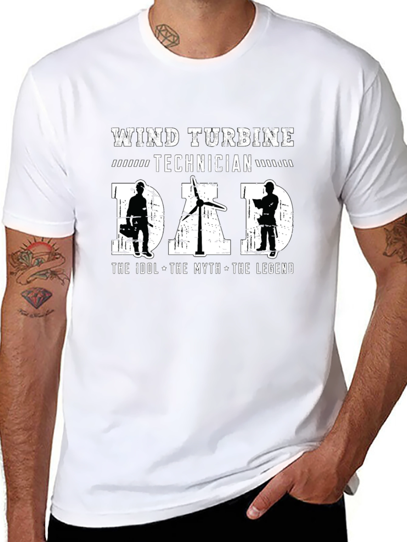 Black Wind Turbine Technician Dad T-Shirt - The Idol, Myth, Legend view 8
