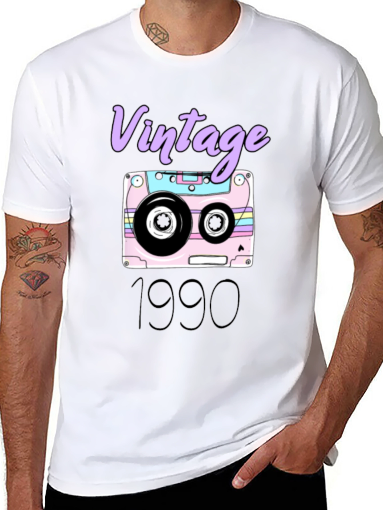 Black Vintage 1990 Cassette Tape Graphic T-Shirt view 8
