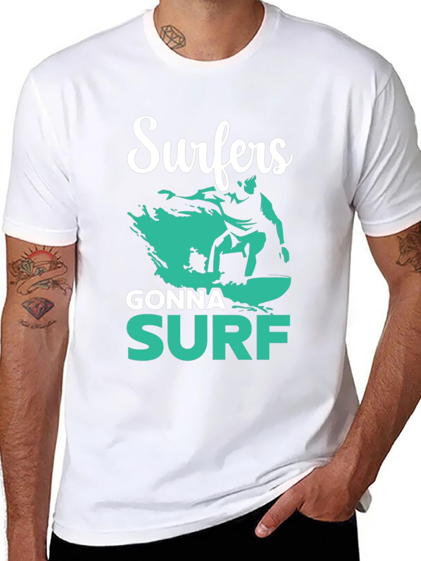 Black Surfers Gonna Surf Graphic Tee view 8