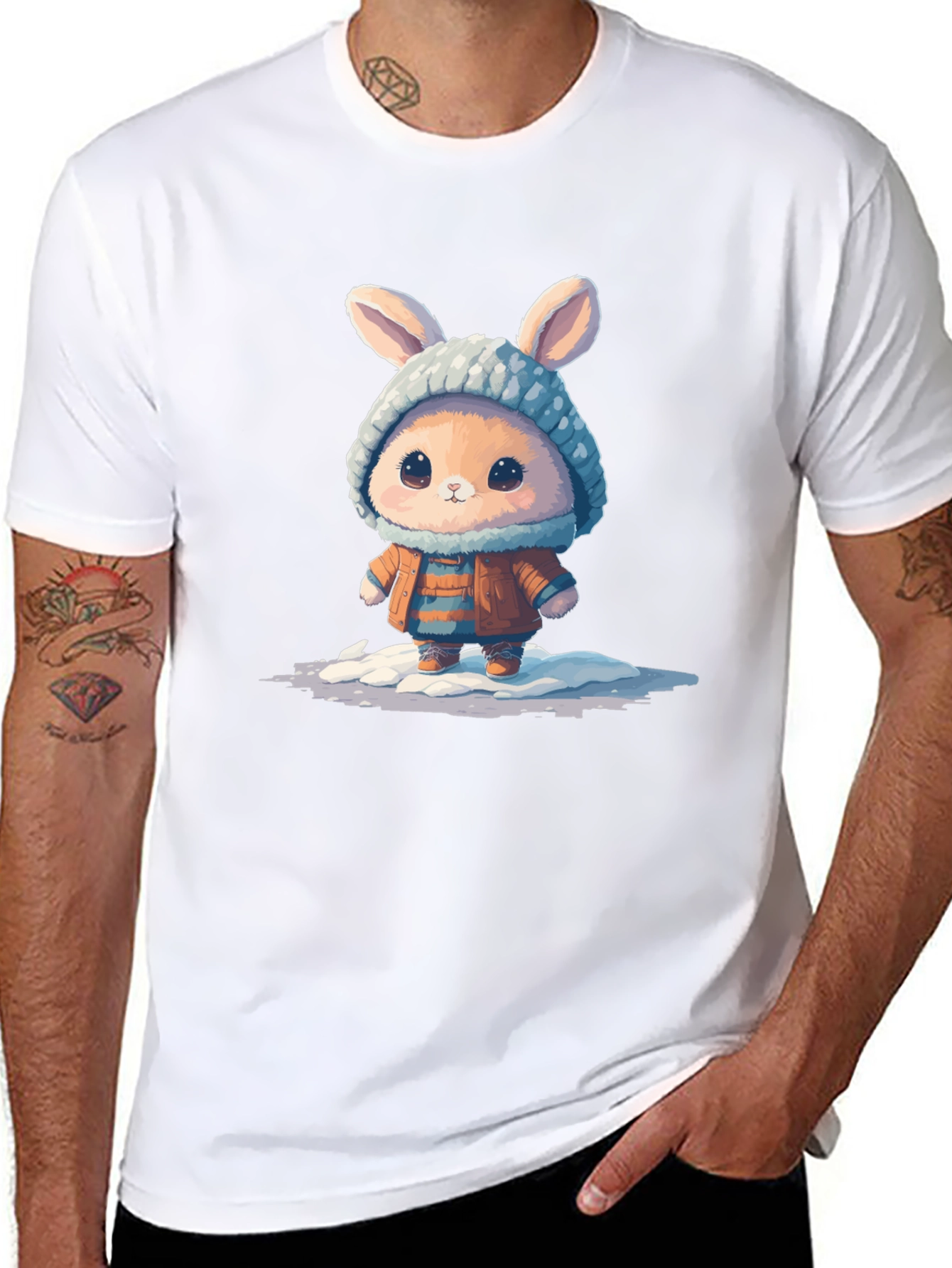 Cute Bunny Graphic Tee - Unisex Cotton T-Shirt - 8