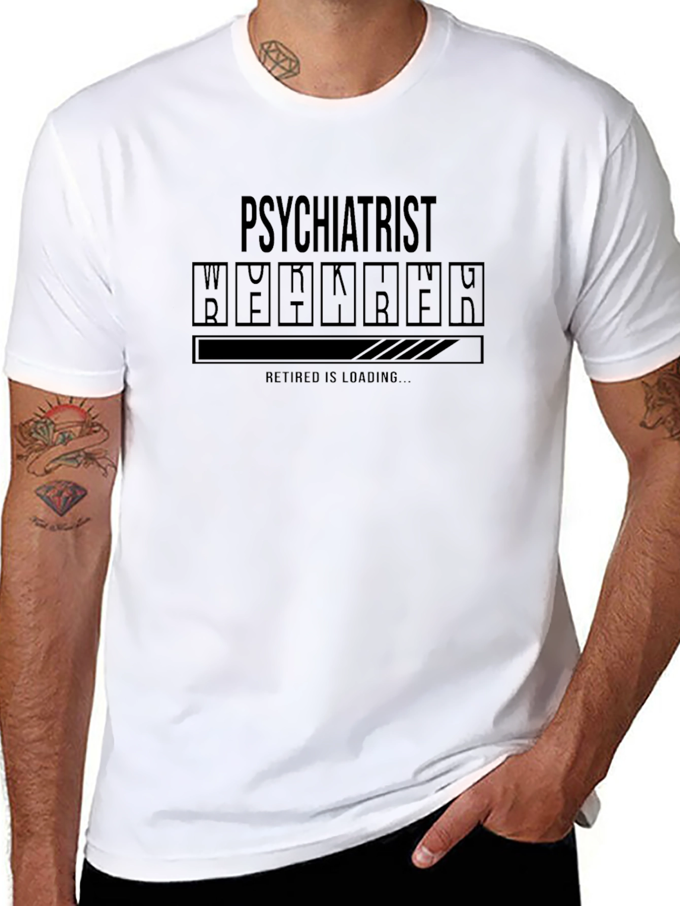 Black Psychiatrist Retirement Loading T-Shirt view 8