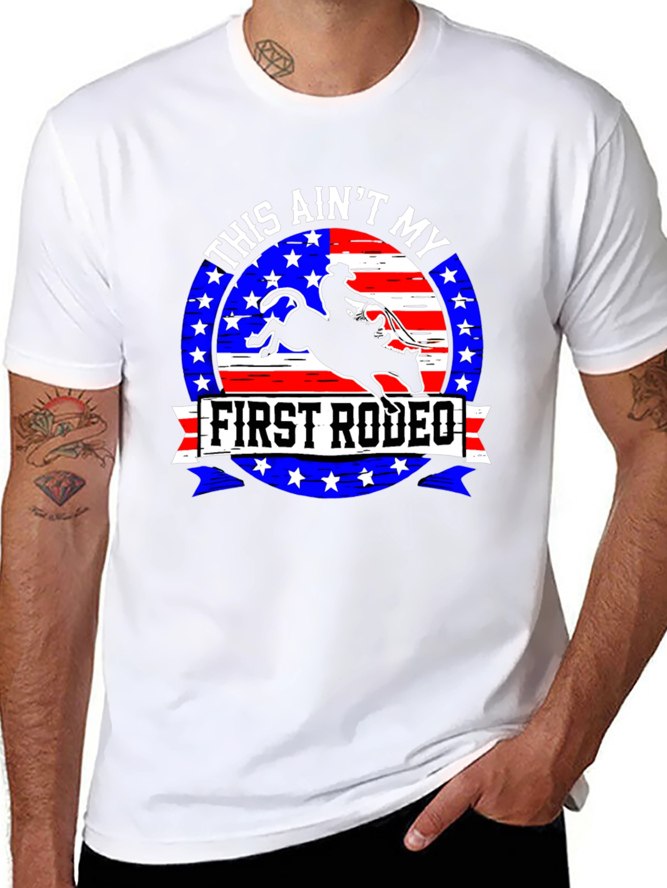 Black First Rodeo Graphic Tee - Cowboy Bull Riding Design view 8