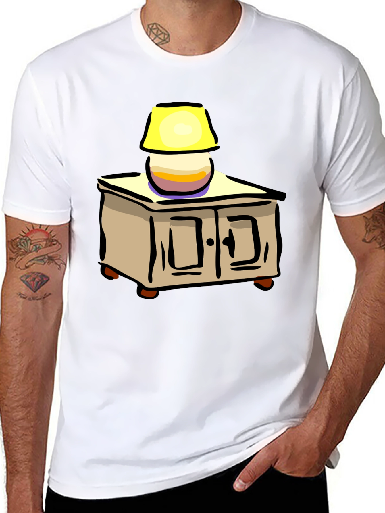 Black Cartoon Nightstand Lamp T-Shirt view 8