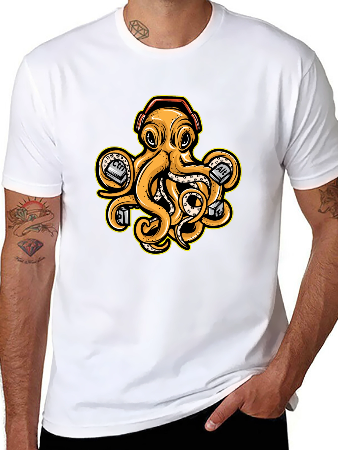 Black Tech Octopus Graphic Tee - Gamer Style view 8