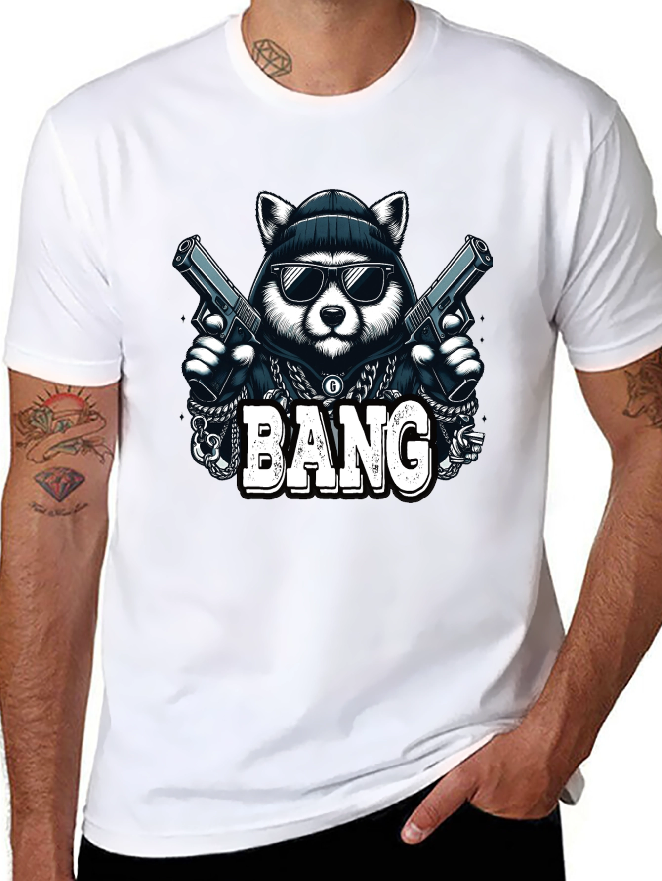 Black Raccoon Gangster Graphic Tee view 8