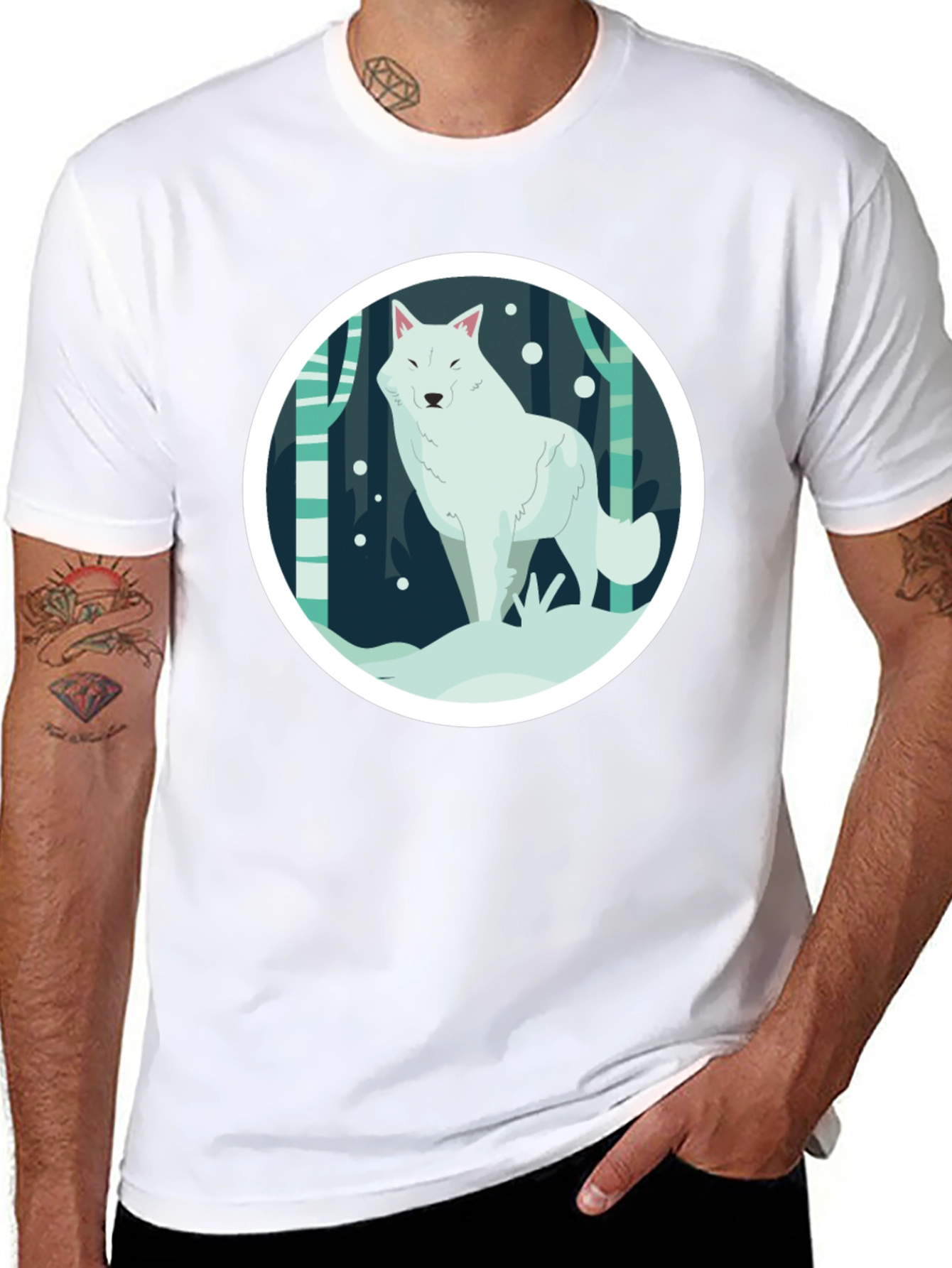 Black Arctic Wolf Graphic Tee - Black Unisex T-Shirt view 8