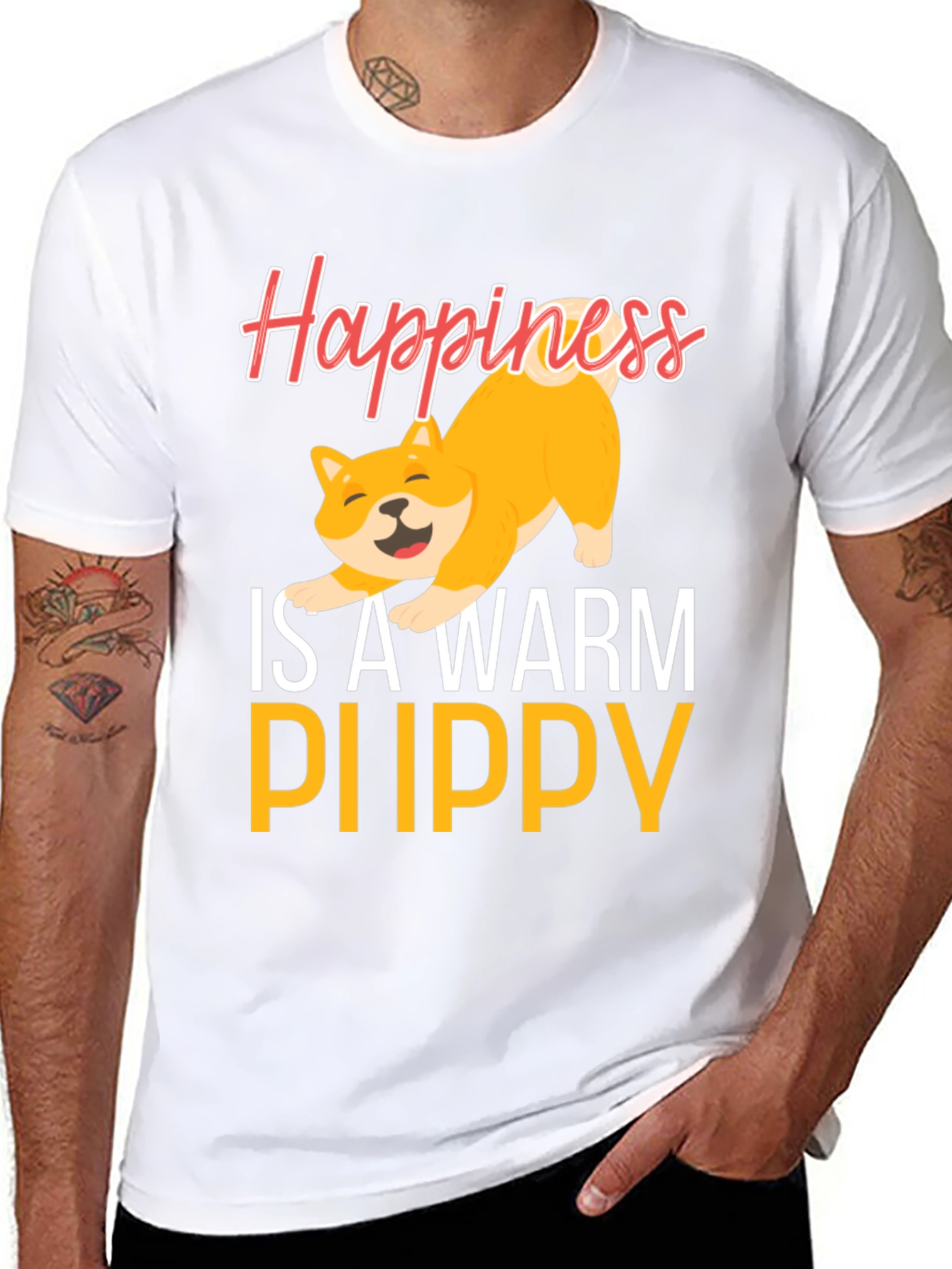 Black Happiness is a Warm Puppy Graphic Tee view 8
