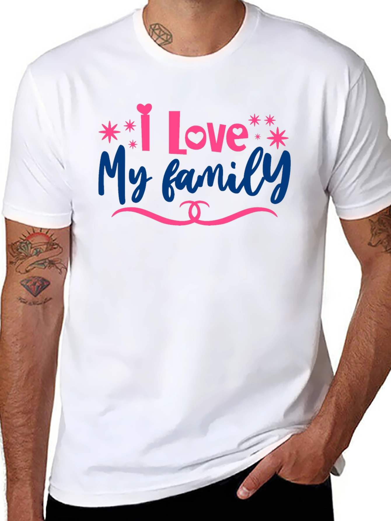 Black I Love My Family Graphic T-Shirt view 8