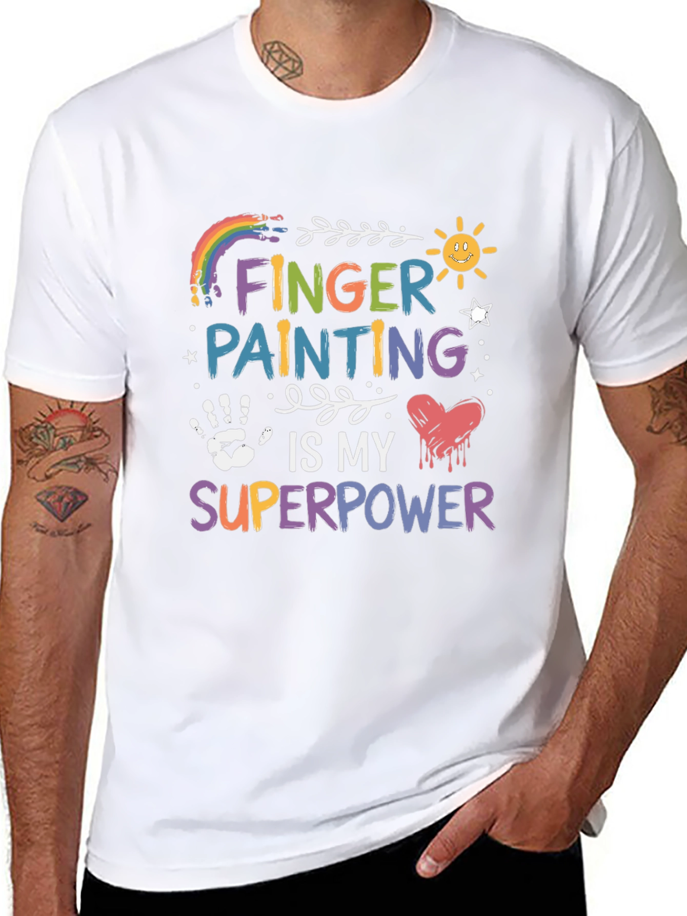 Black Finger Painting is My Superpower Graphic T-Shirt view 8