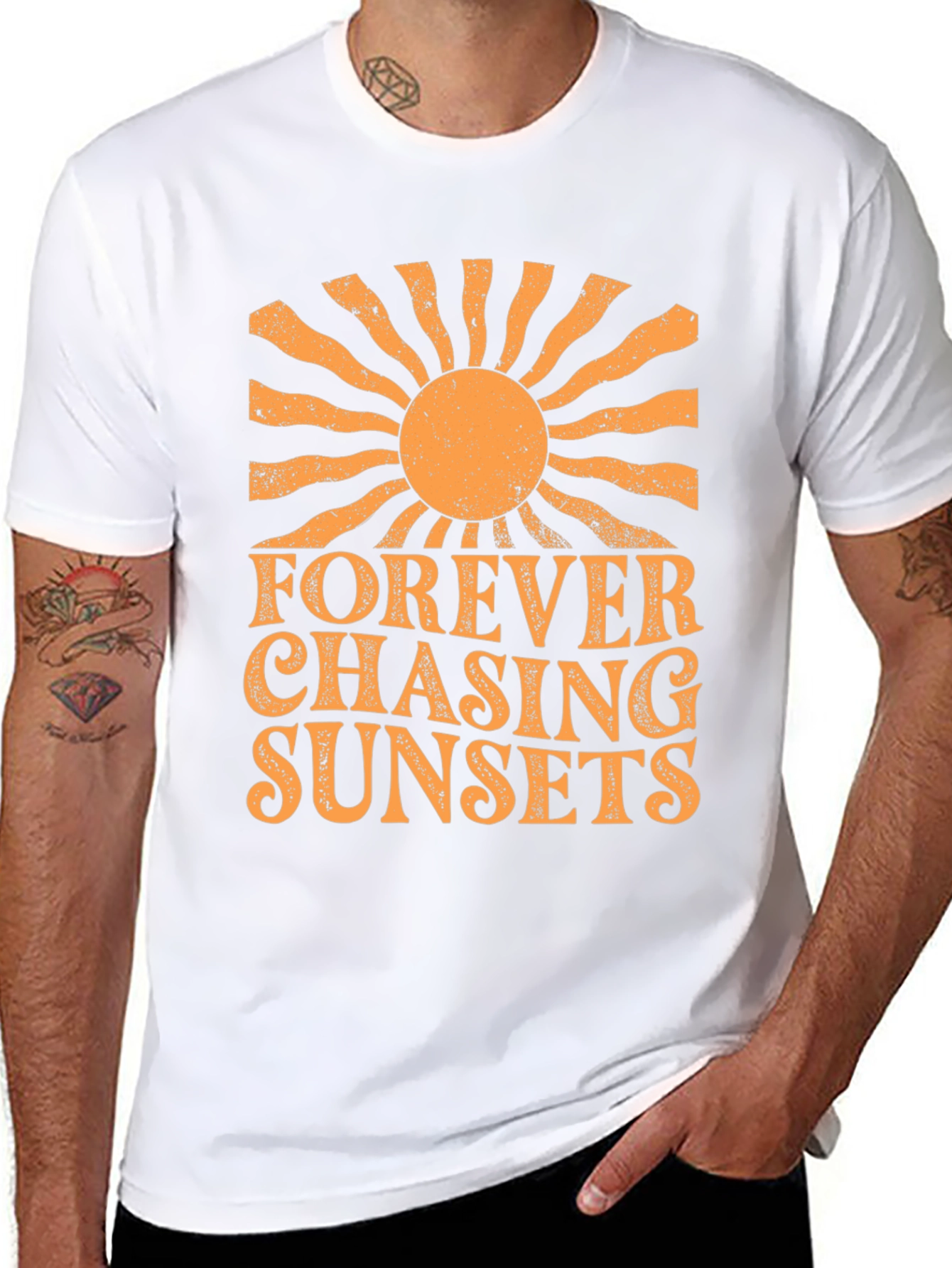 Black Forever Chasing Sunsets Graphic Tee view 8