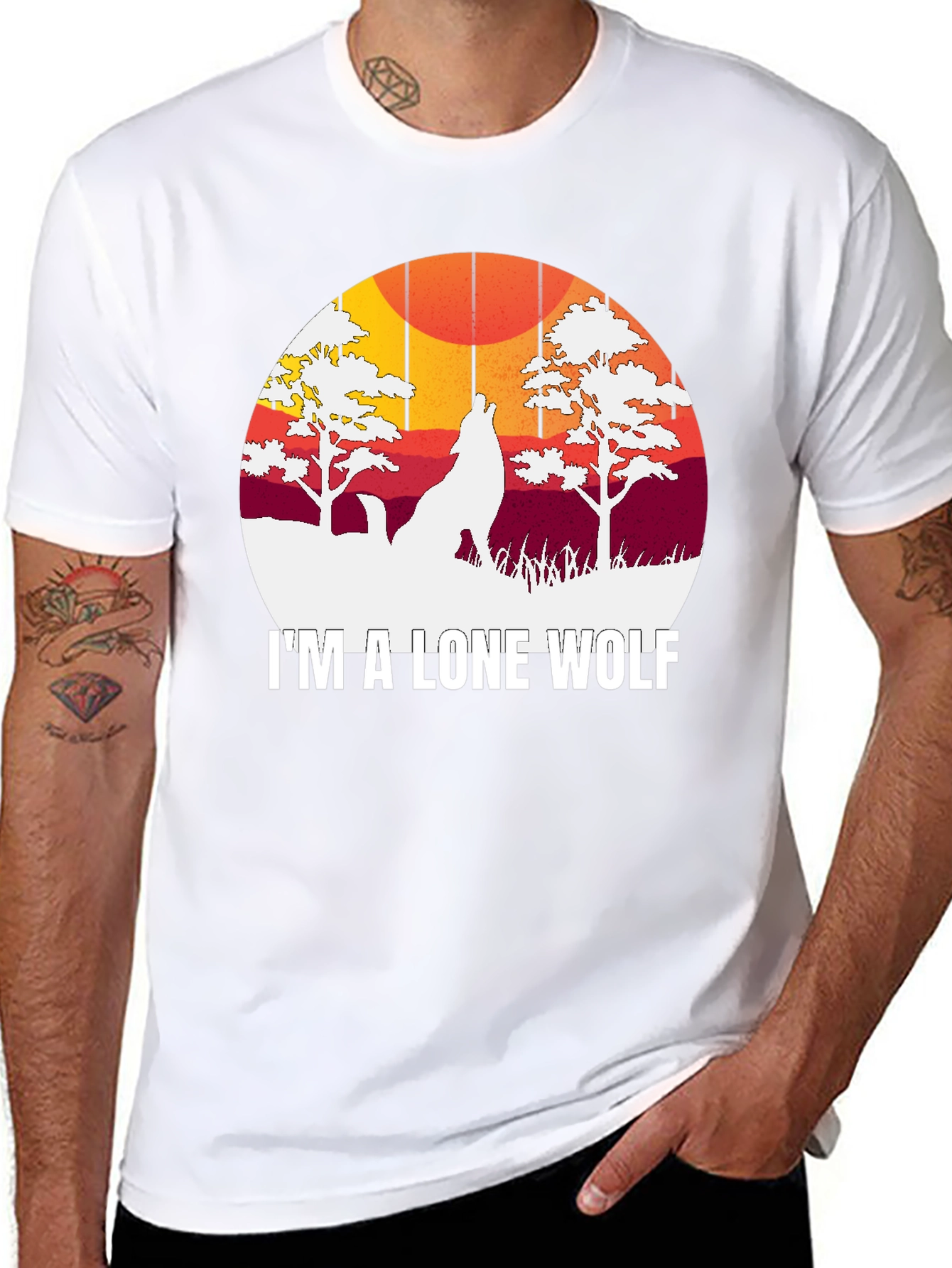 Black Lone Wolf Graphic Tee - Men's Black T-Shirt view 8