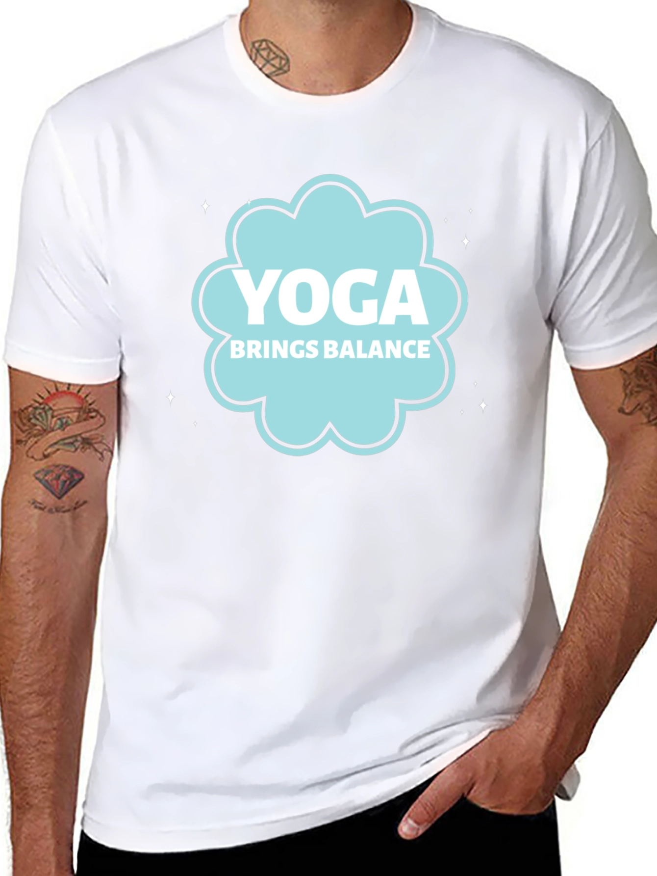 Black Yoga Brings Balance Black Graphic Tee view 8