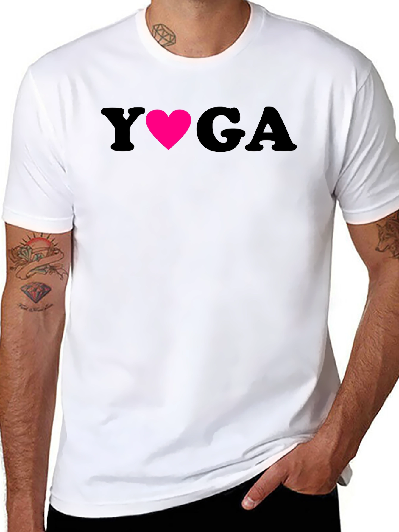 Black Yoga Heart Graphic Tee - Soft Cotton Blend Shirt view 8