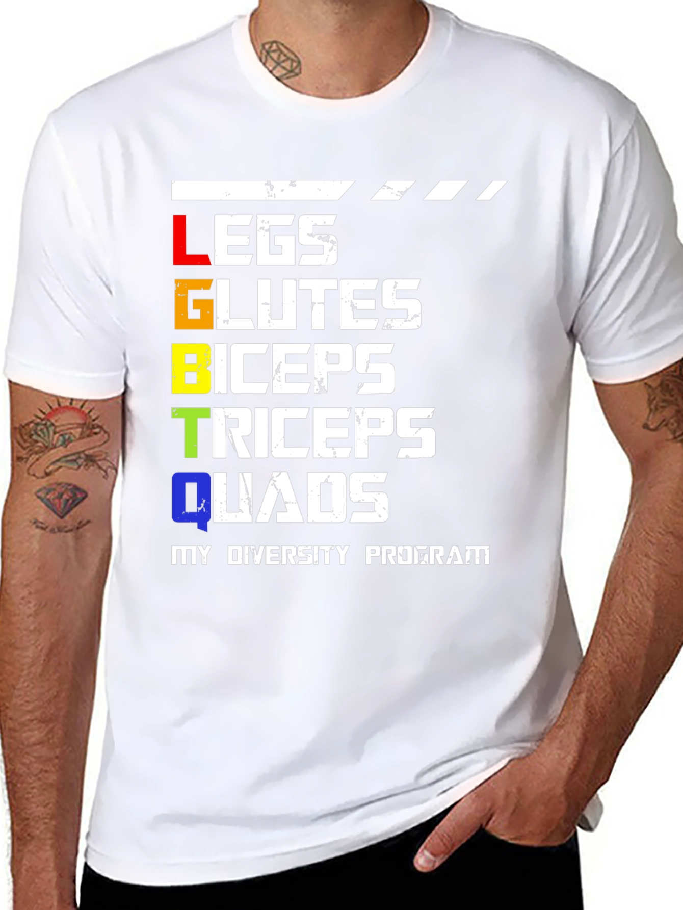 Black LGBTQ Funny Gym Workout Shirt view 8