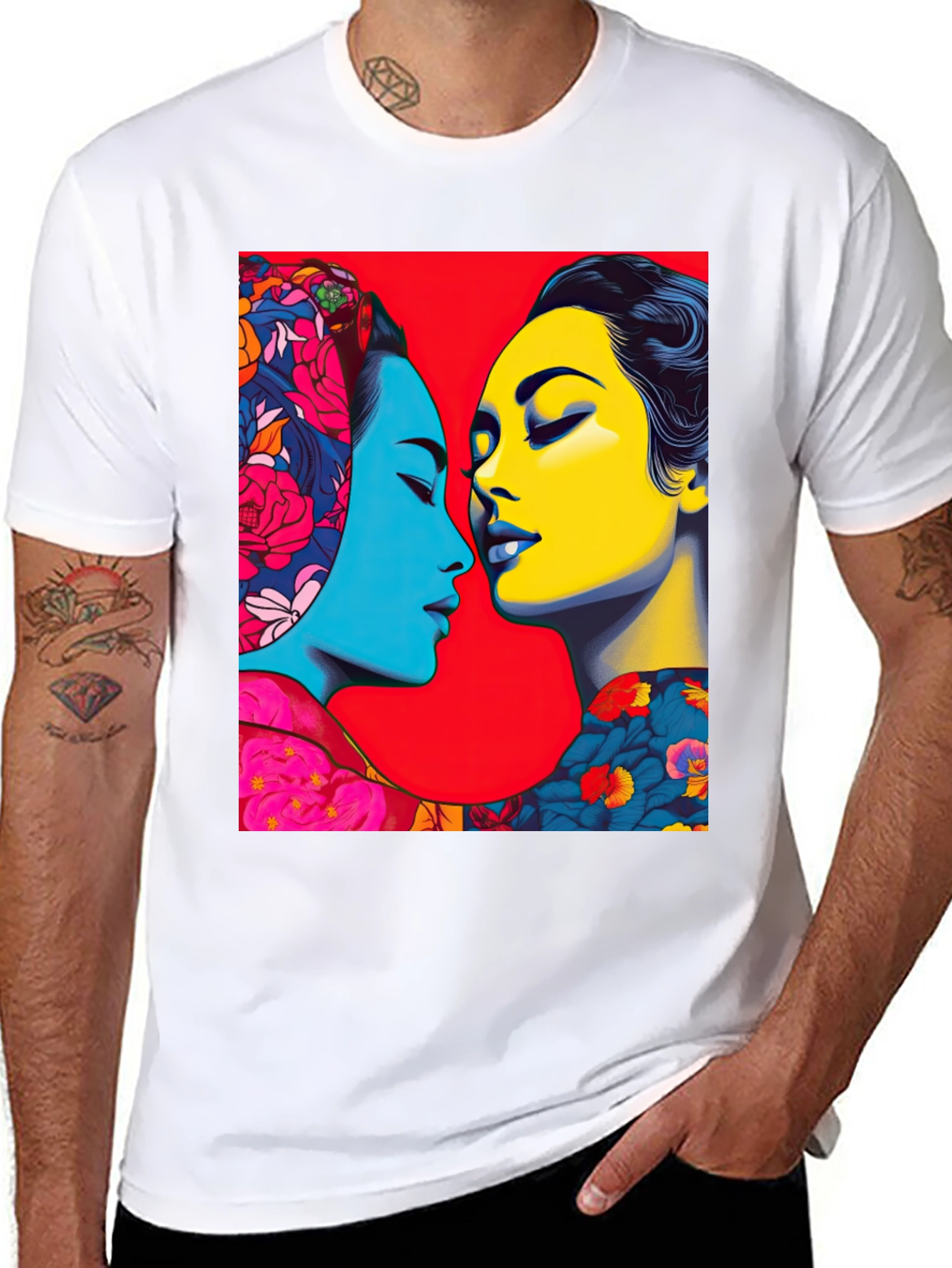 Black Artistic Portrait T-Shirt - Vivid Colors view 8