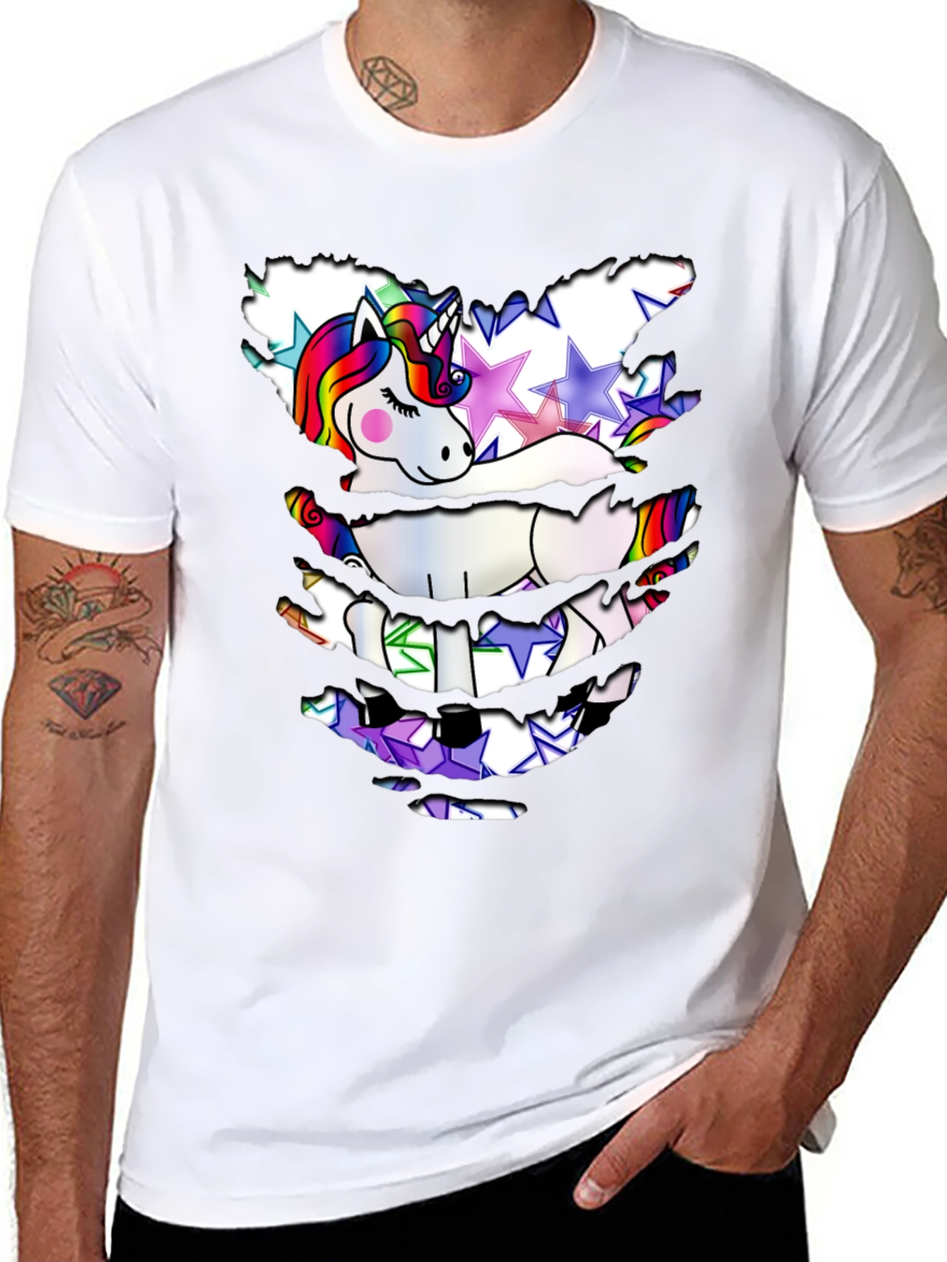 Black Unicorn Star T-Shirt - Distressed Look view 8