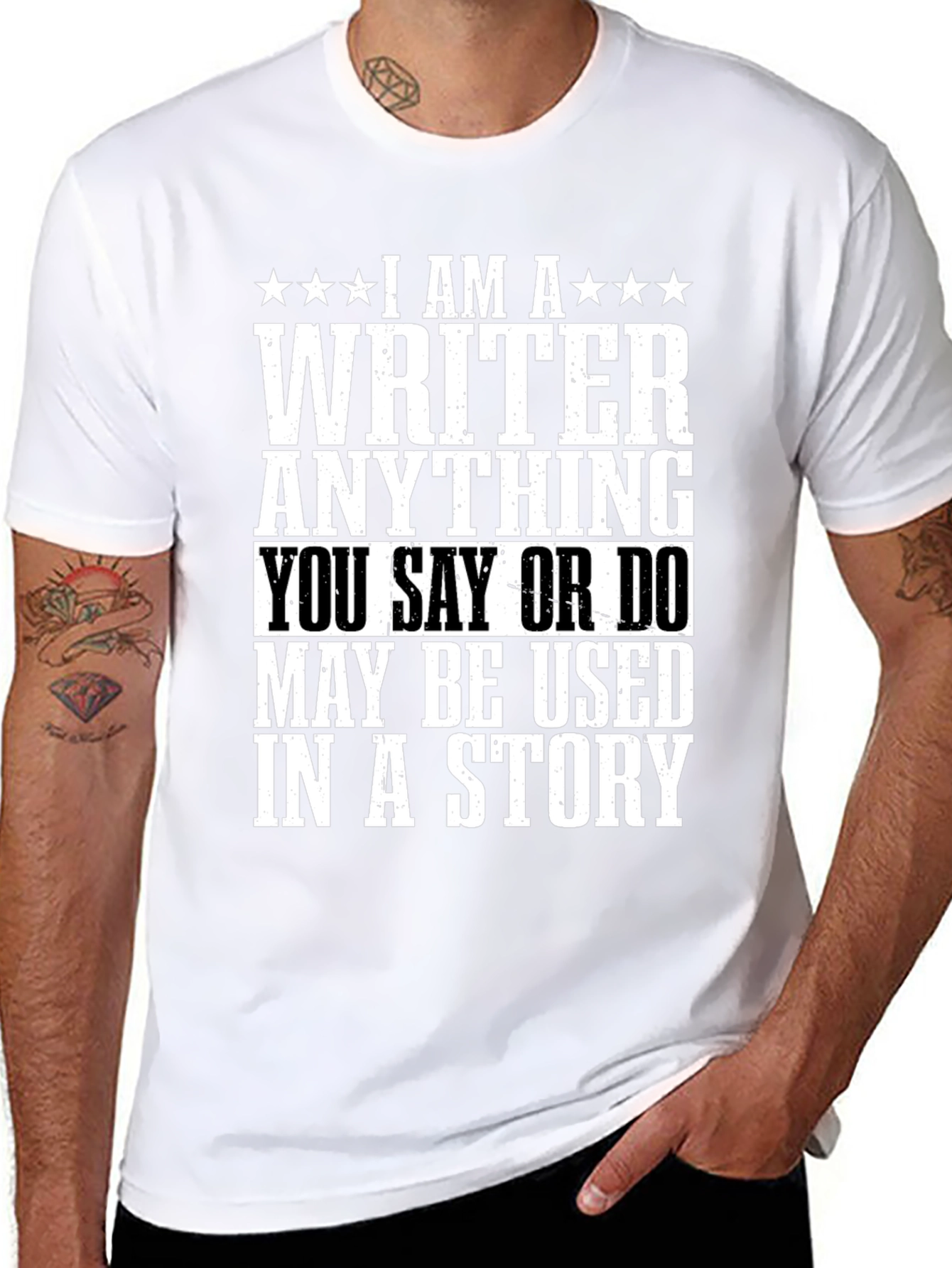 Black I AM A WRITER Funny T-Shirt view 8