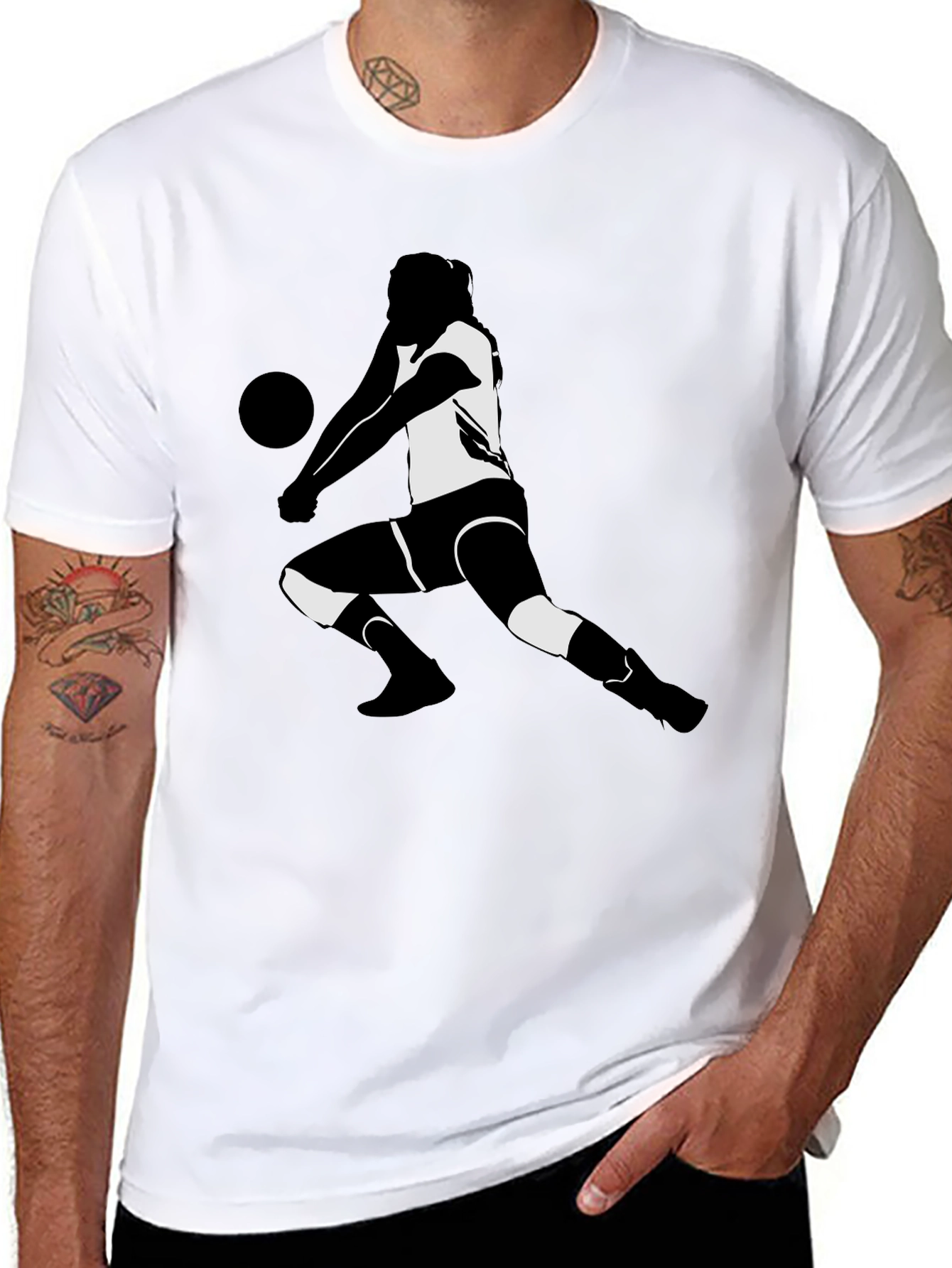 Black Volleyball Player Graphic Tee - Black T-Shirt view 8